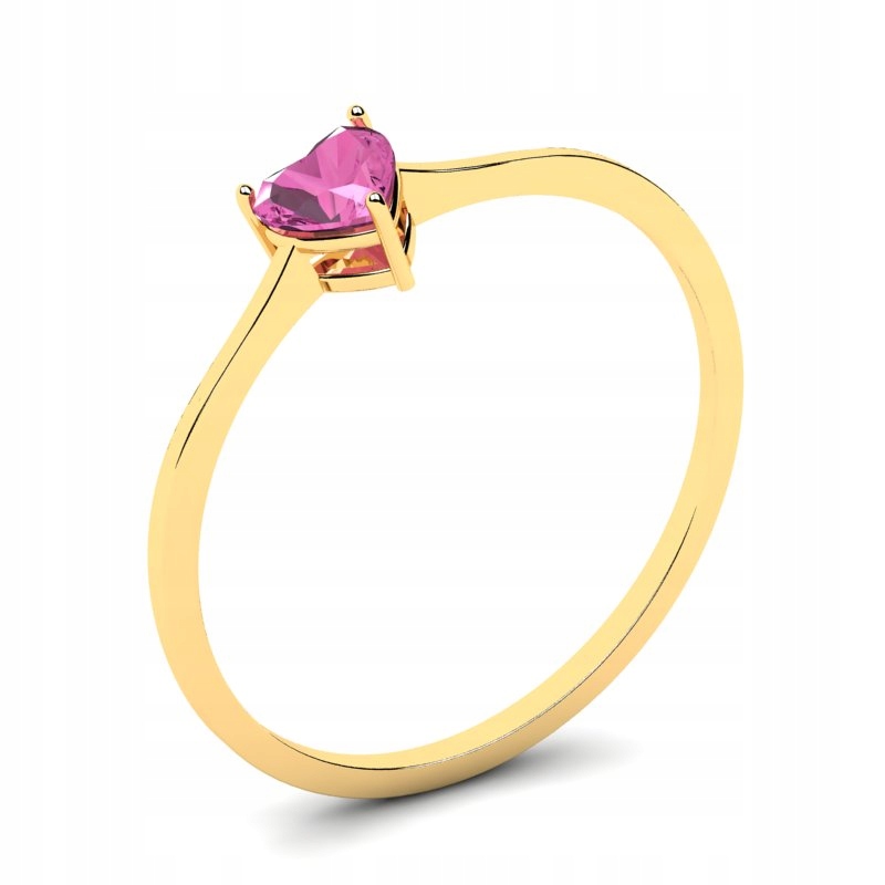 

Pierścionek Złoty Serce Z Różową Cyrkonią 4MM