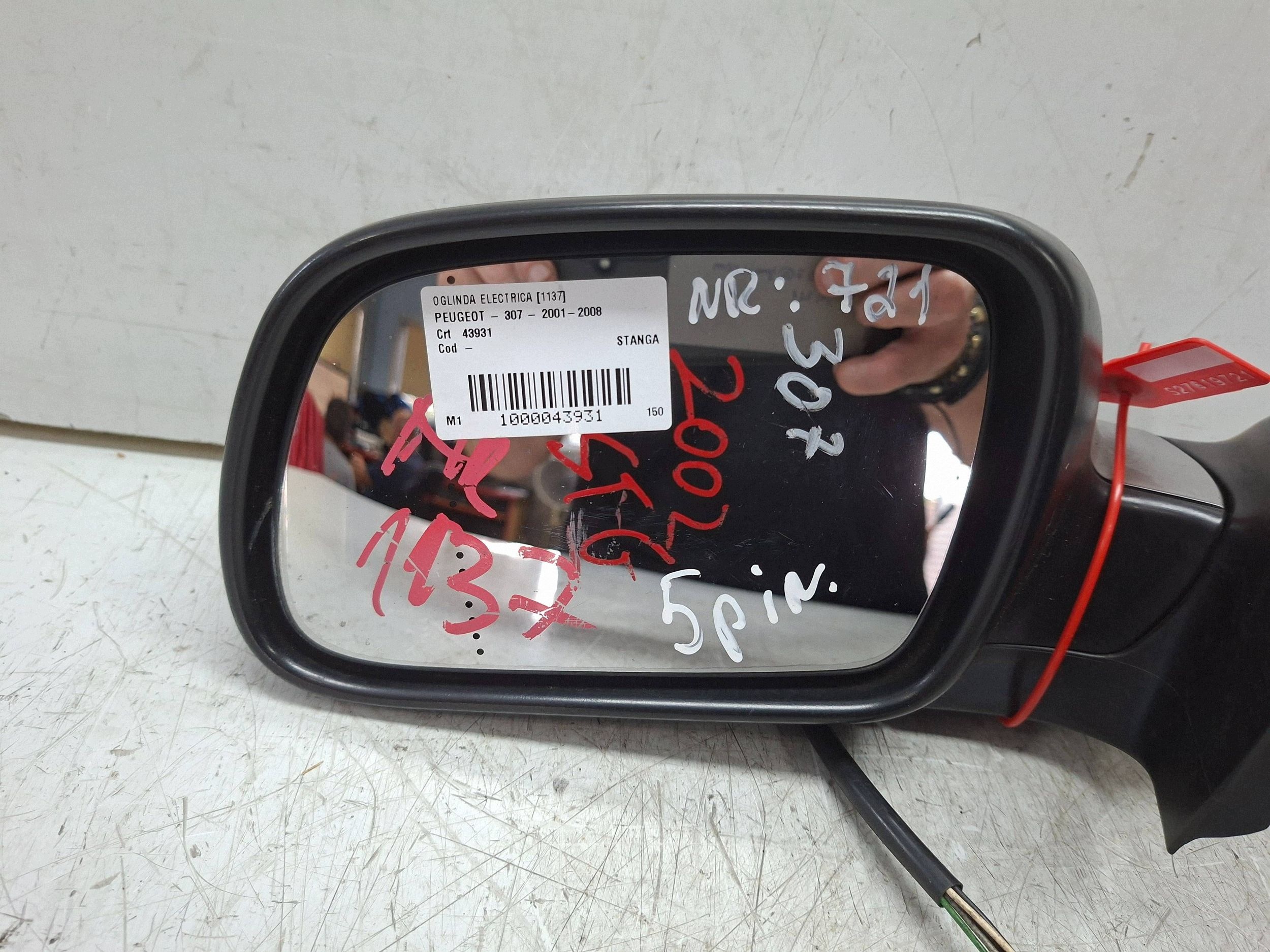 mirror left 5 vertical PEUGEOT 307 2001