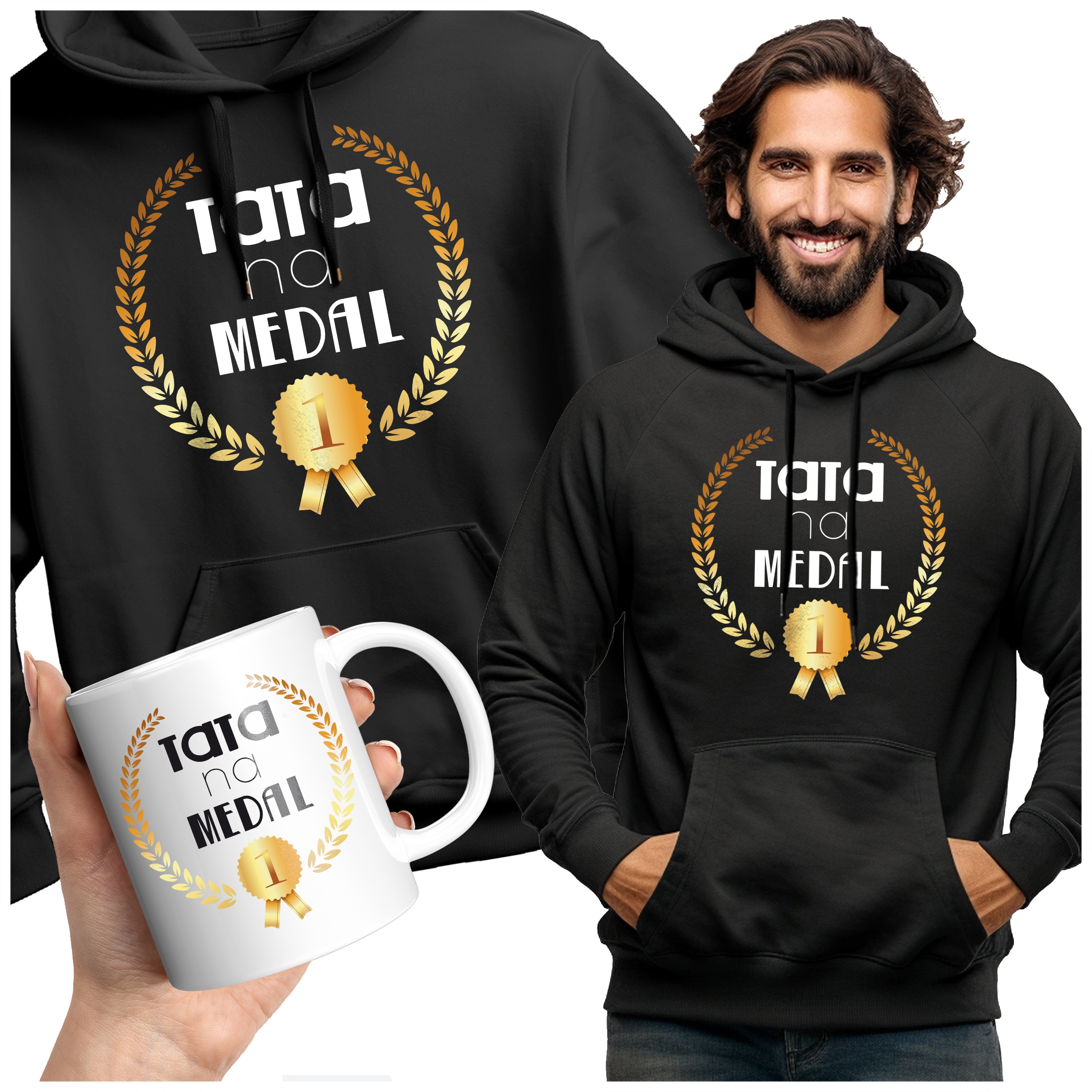Pánská Mikina Klokanka Táta Na Medaili Dárek Pro Otce Den Táty Teplá