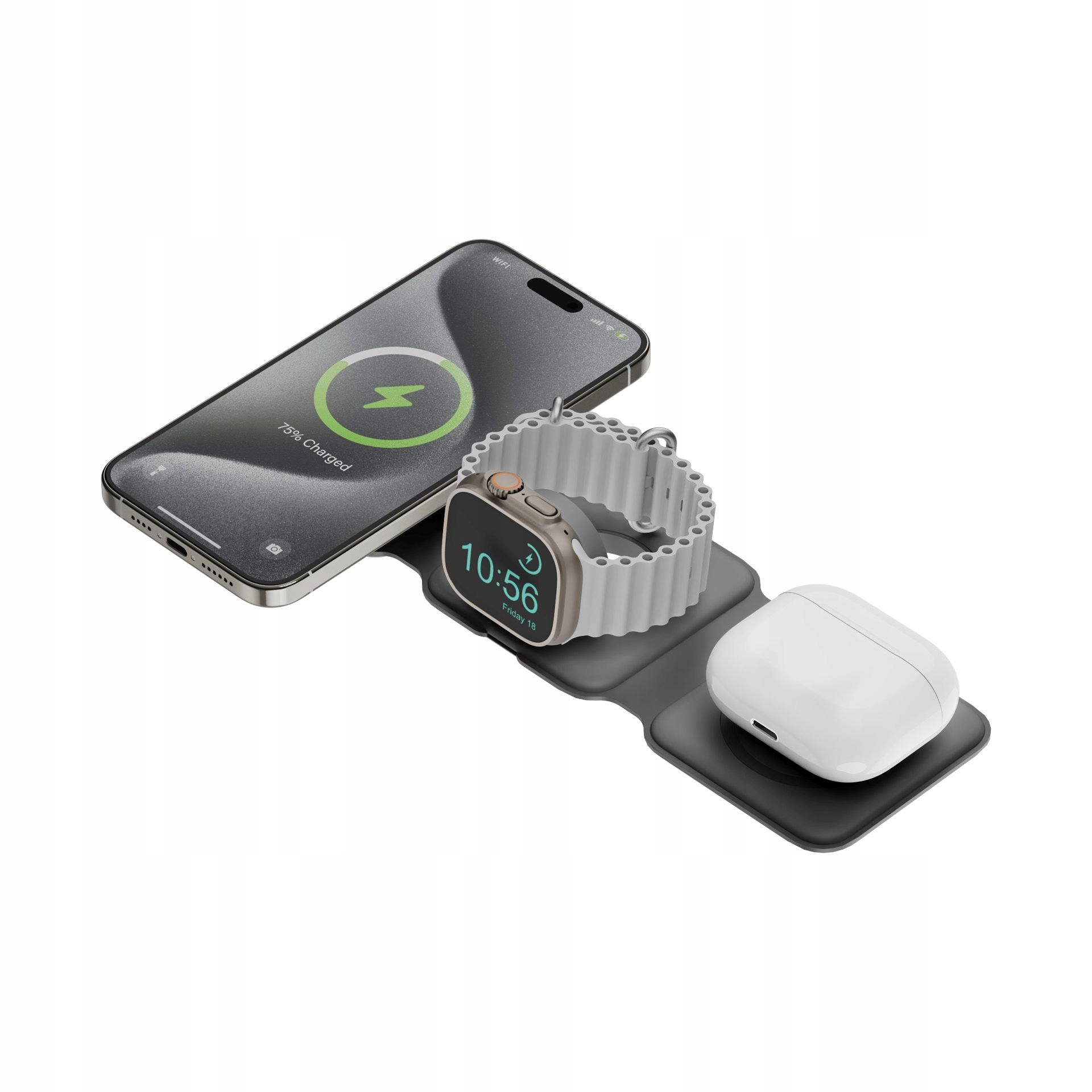 Energea Bazic GoMag Trio Plus magnetická bezdrátová nabíječka 3v1, Grey