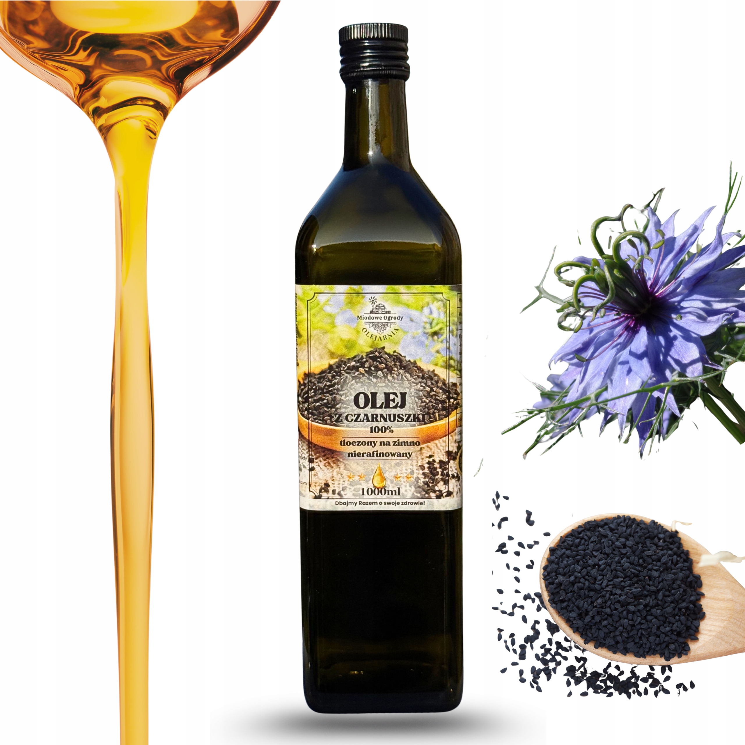 Olej z černého kmínu za studena lisovaný 1000 ml přírodní, nerafinovaný