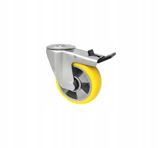 Hliníkovo-polyuretanové kolo v pouzdře s otvorem a brzdou fi125