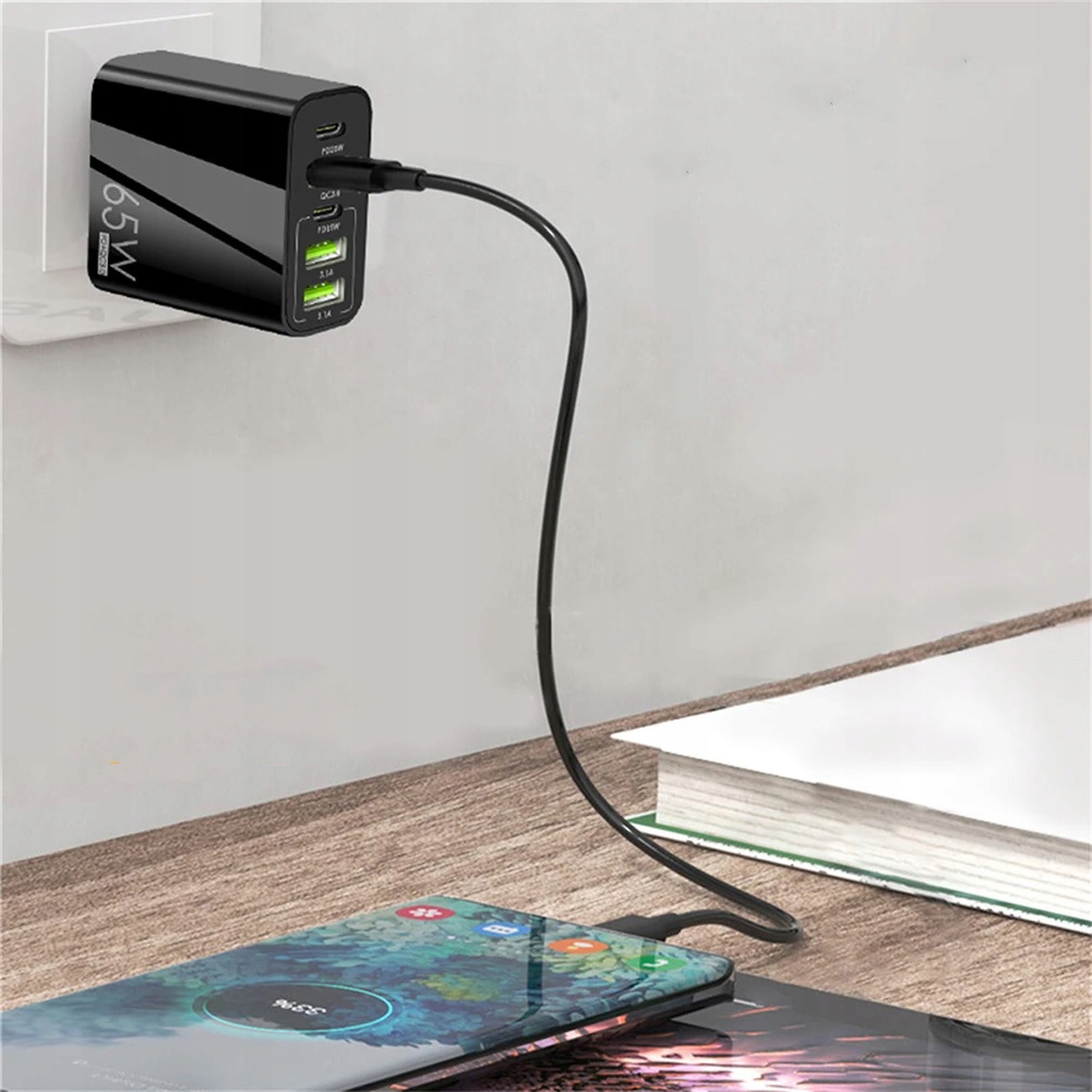 ŁADOWARKA USB SIECIOWA USB-C 65W SZYBKA QUICK CHARGE 3.1A 3x USB 2x USB-C Kod producenta 65W ładowarka sieciowa uniwersalna QC 3.0