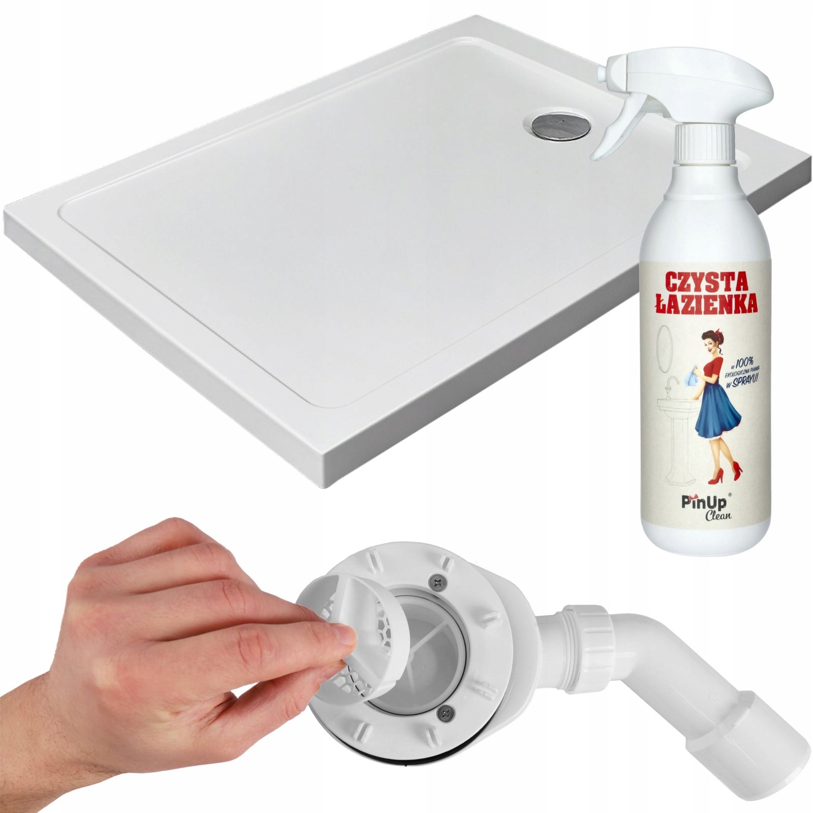 Brodzik prostokątny prysznicowy wysoki Doros F biały 100x70 syfon Standard