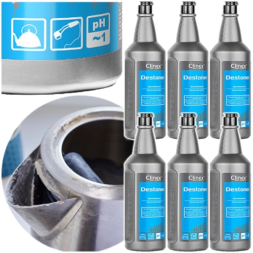 Levně Clinex Destoner Odvápňovač Odstraňuje Lešticí Kámen Pro Konvice 1L 6 Ks