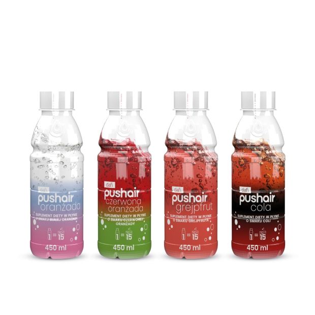 Pushair 4 Suplementy Diety Cola Grejpfrut Oranżada Czerwona i Biała