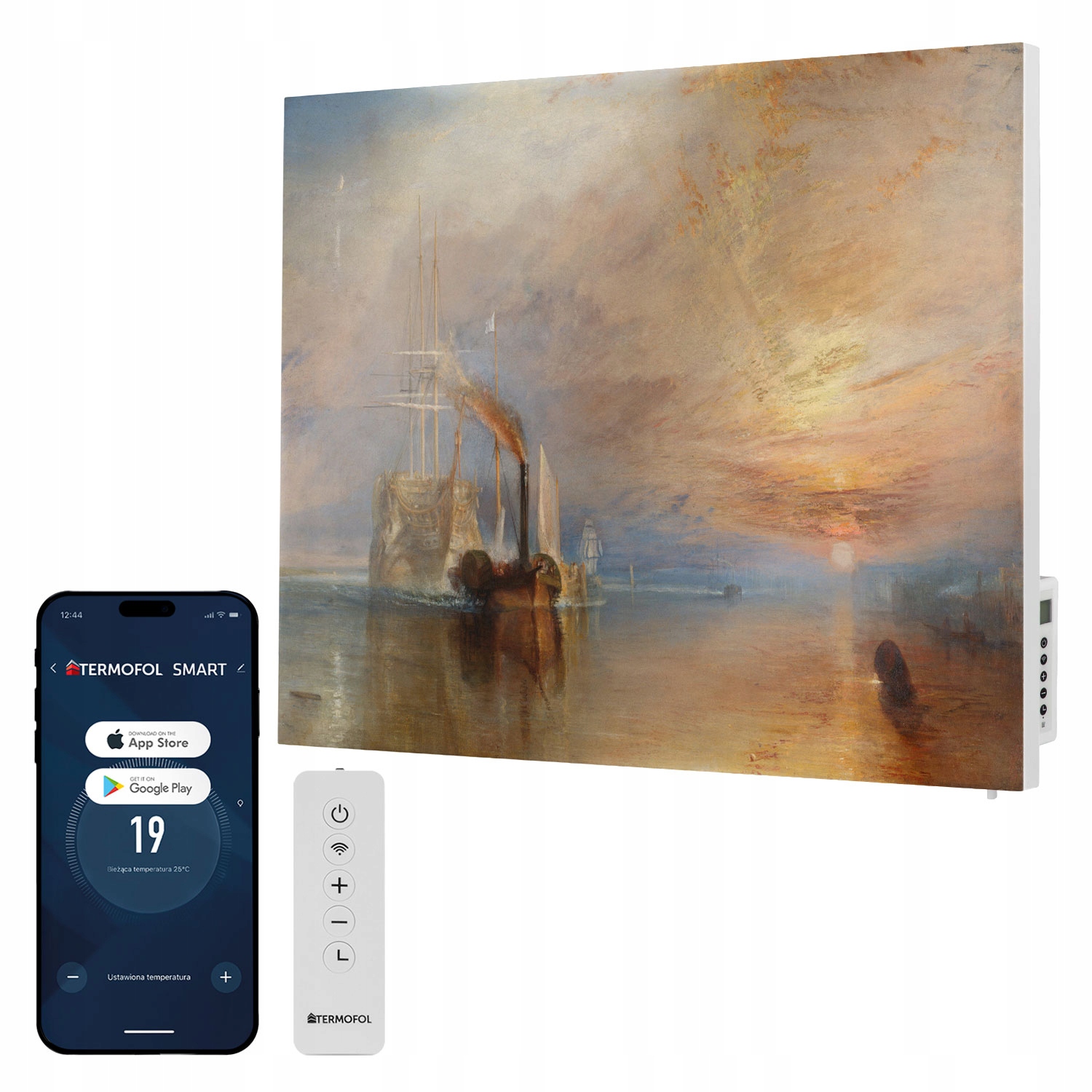 Infračervený ohrievač s obrazom Dážď, para a predkos 500 W 85 x 60 cm WiFi