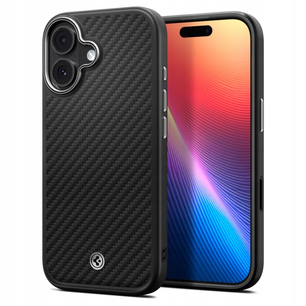 Spigen krytka Enzo Aramid “t” Mag Magsafe pro iPhone 17 černá/stříbrná