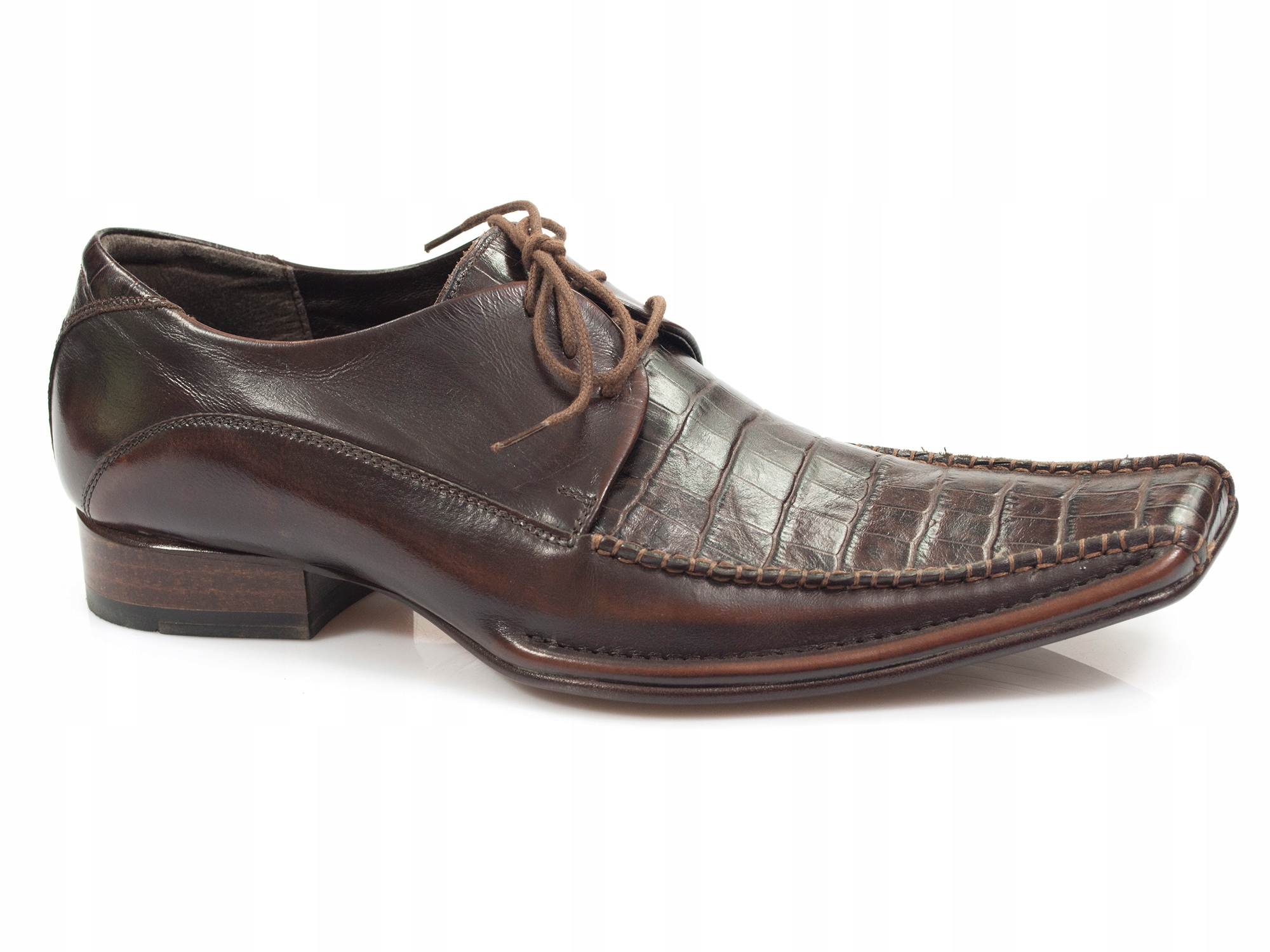 

półbuty męskie skórzane wizytowe buty Czarny Brąz