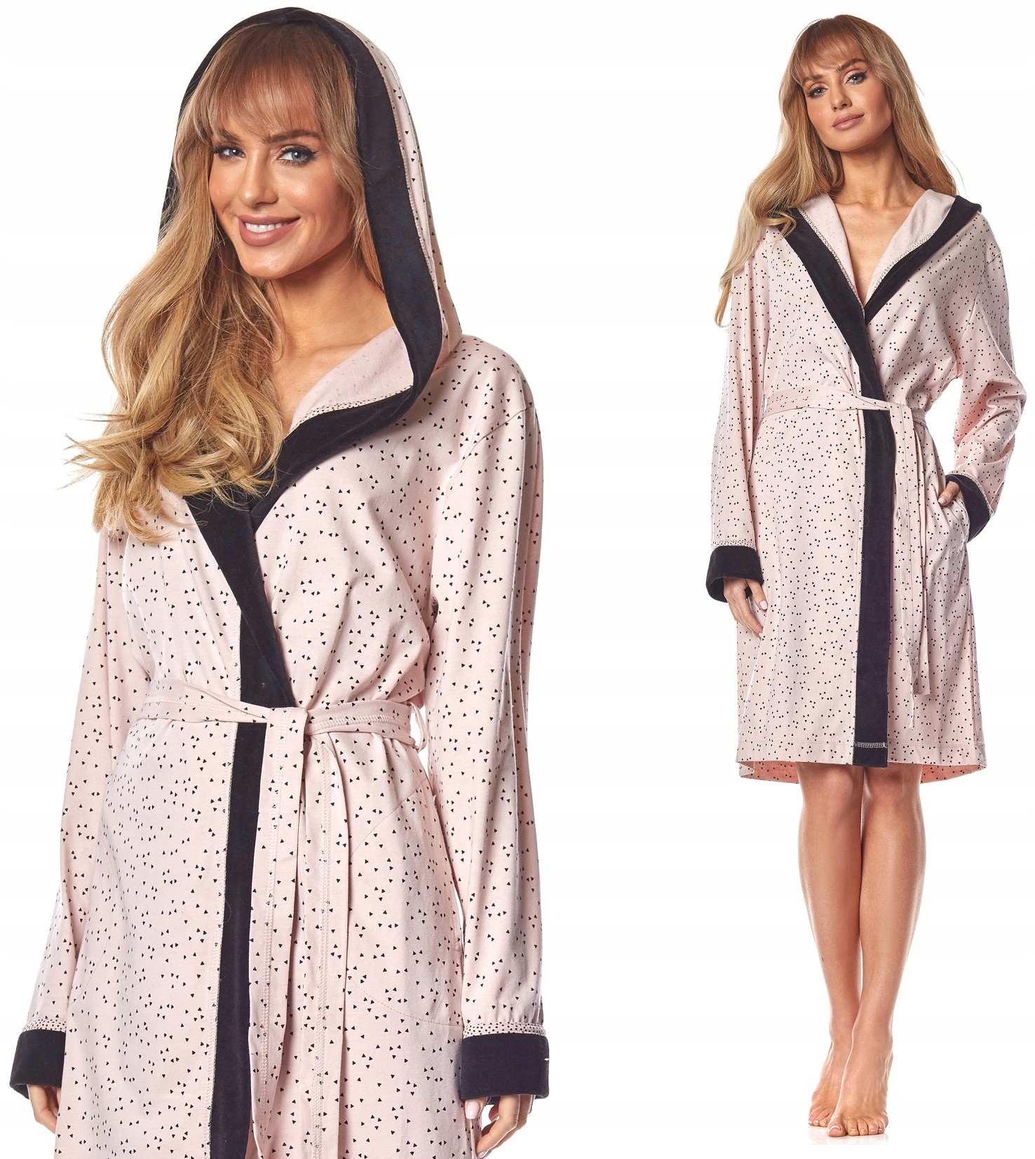 

Bawełniany Lekki Szlafrok Damski Kaptur Podomka XL