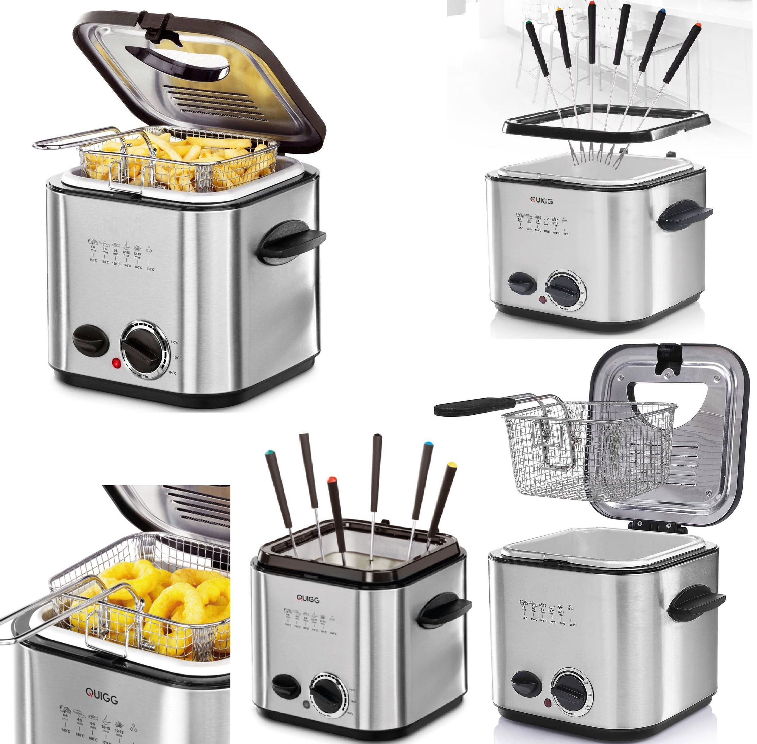 REWELACYJNY ZESTAW FONDUE 1.2L do 6 osób + FRYTKOWNICA + 6 widelczyków RVS EAN (GTIN) 8713016098672