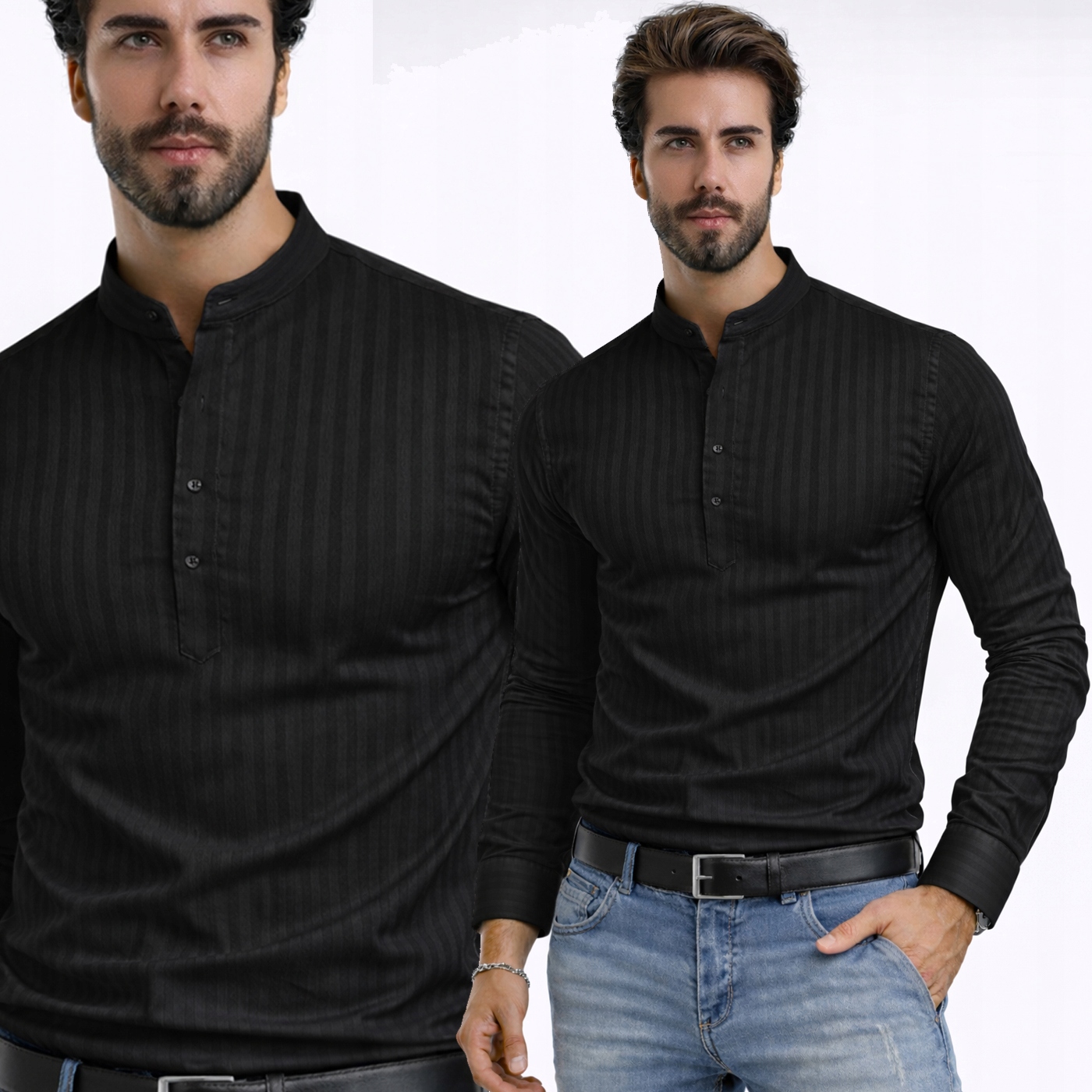 Pánská košile Casual Každodenní Elegantní Žebrovaná na stojáčku