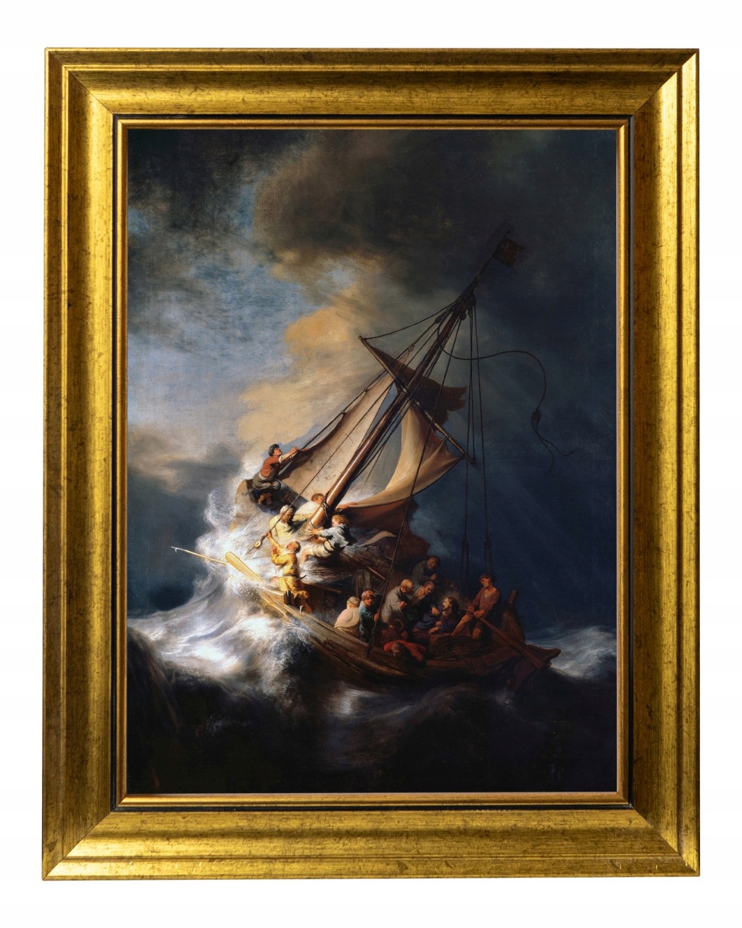 BURZA NA JEZIORZE GALILEJSKIM | OBRAZ NA PŁÓTNIE W ZŁOTEJ RAMIE 30X40