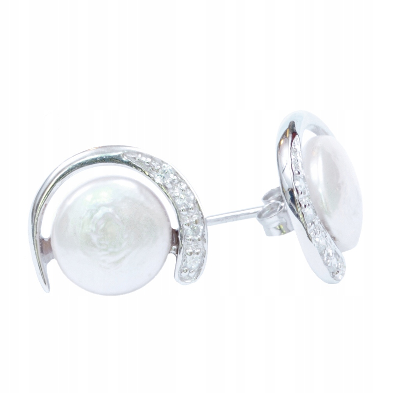 Neobvyklé Stříbrné Náušnice S Perlou A Zirkony