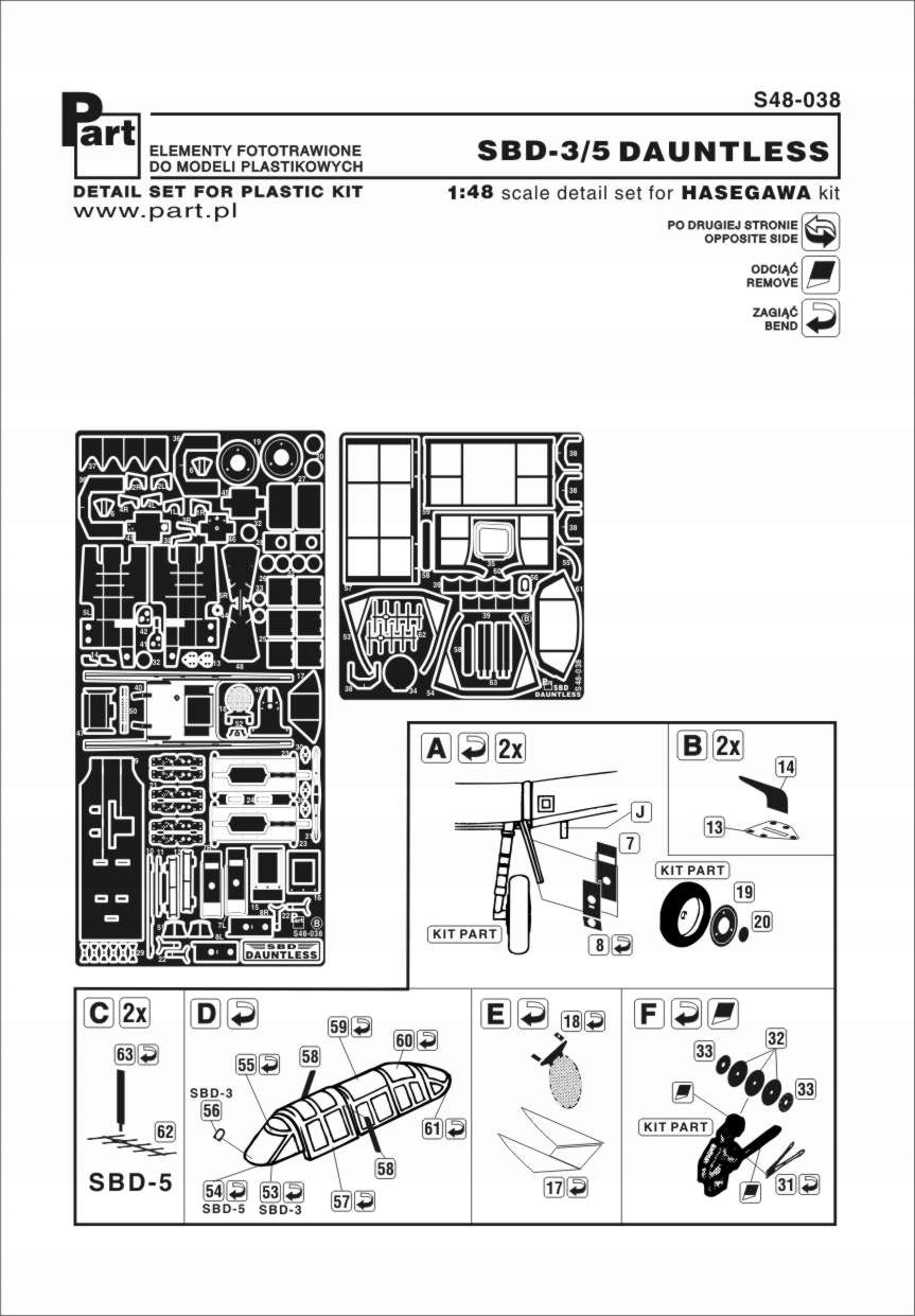 Část S48-038 1/48 Sbd 3/5 Dauntless (Hasegawa)
