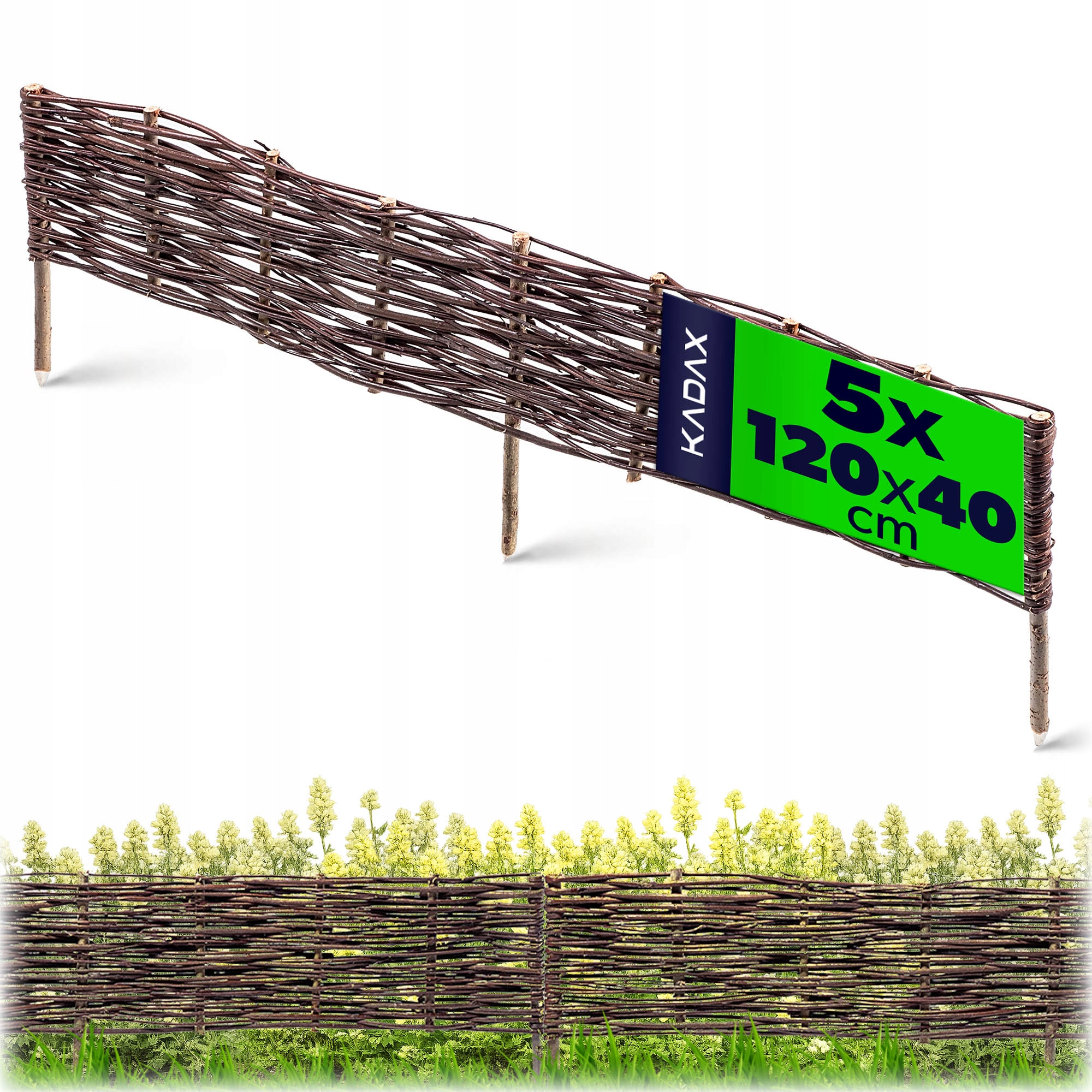 5ks Záhradná Palisáda Pletená Okrajová Plotka 120x40 cm Sada