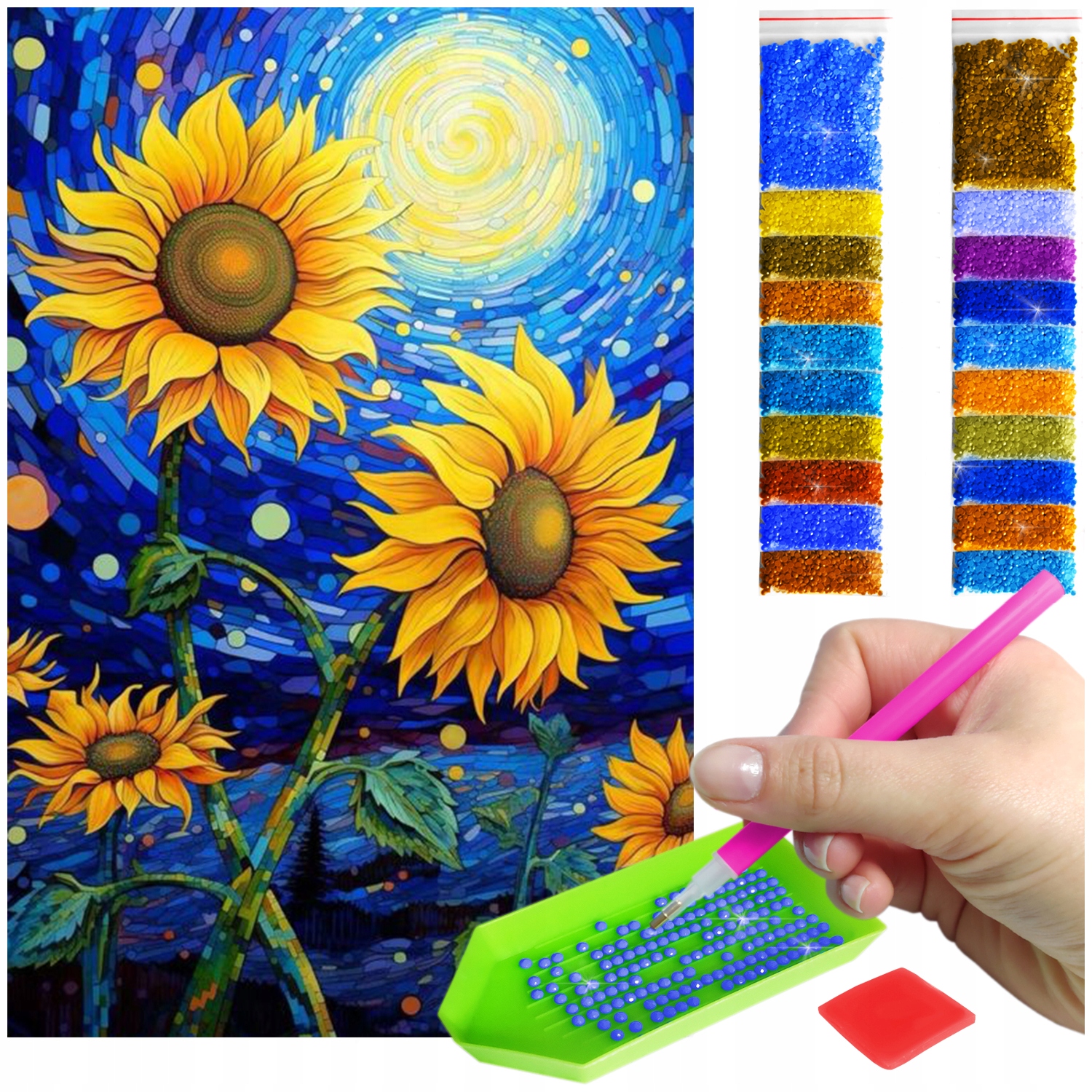 Výšivka Diamond Painting mozaika slunečnice na pozadí oblohy sada