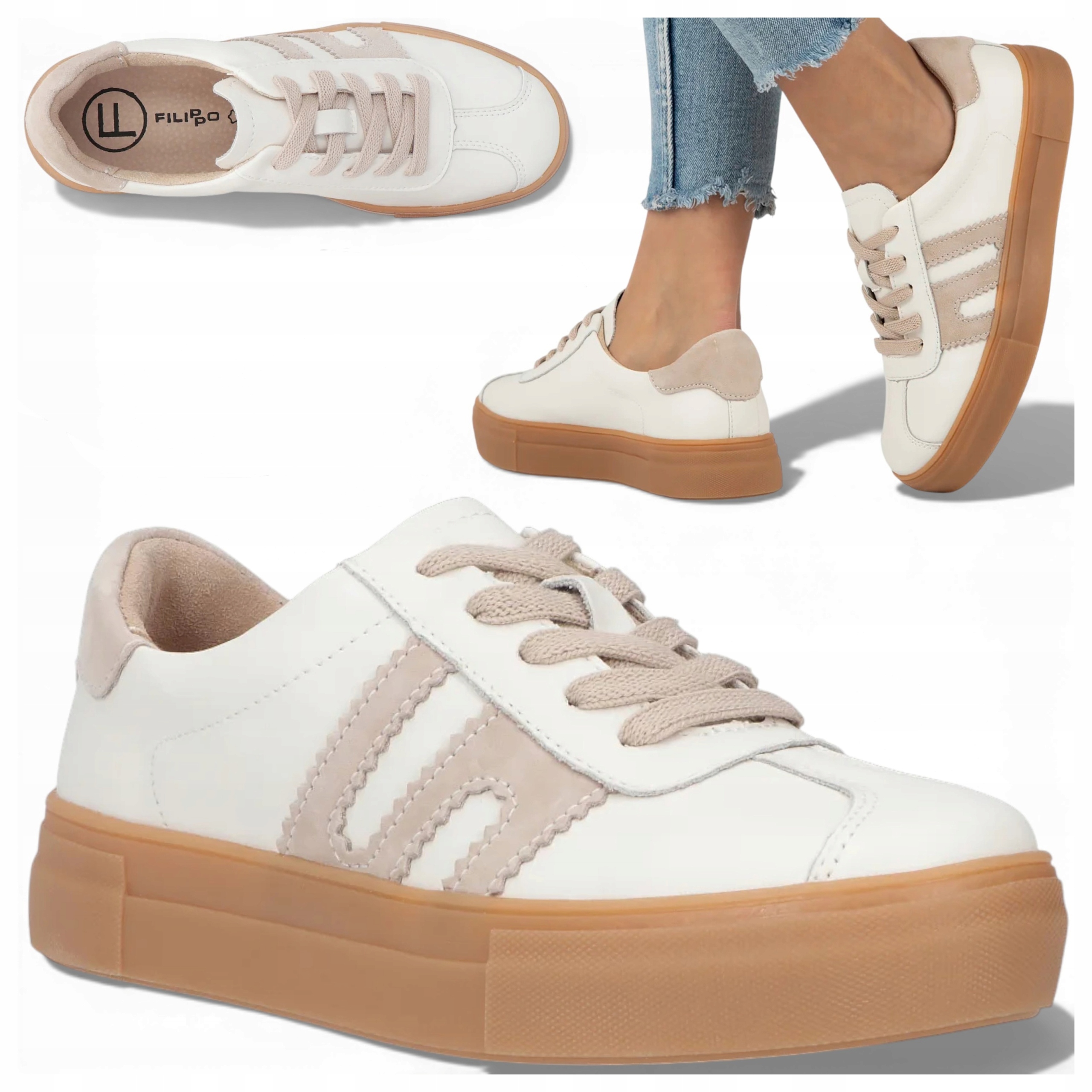 Dámské kožené tenisky 41 Filippo Pohodlné polobotky Sportovní platforma