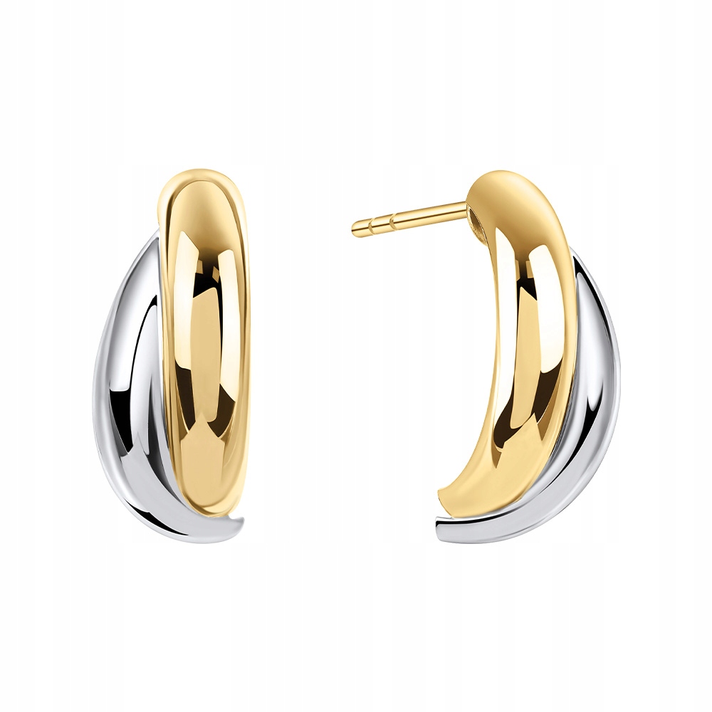 Kolczyki Złote Półkola Sztyfty Minimalistyczne Żółte Białe Złoto 375 Sadva