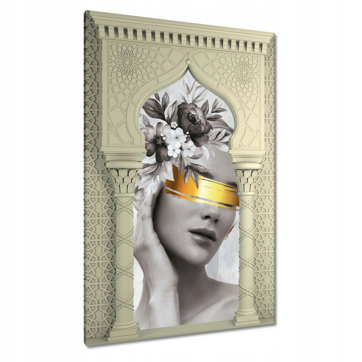 Obrazy 80x120 Portrét ženy se zlatou páskou