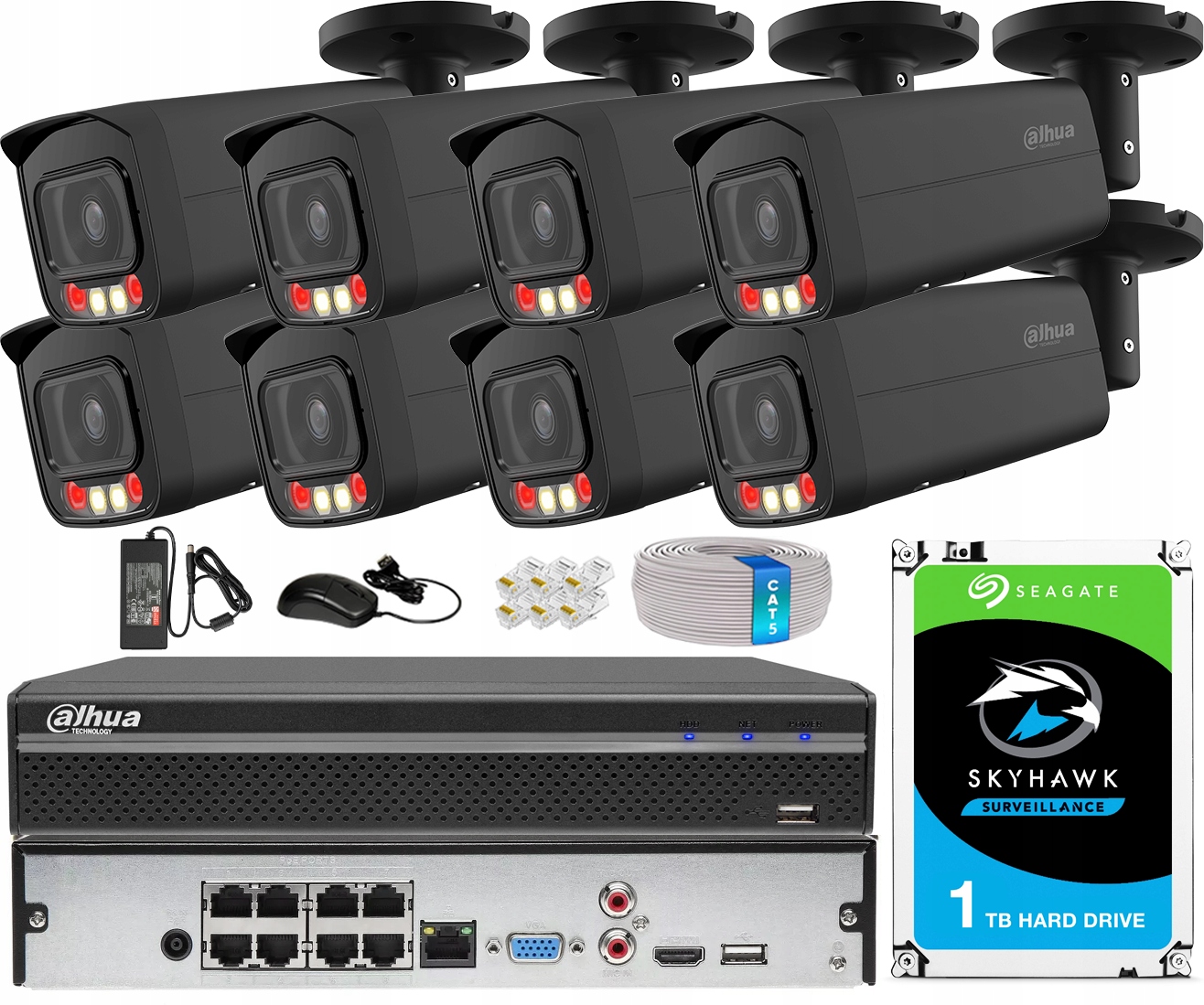 Monitorování Dahua Sada 8 kamer 4Mpx Analytika Ai Mikrofon Nvr Hdd 1TB