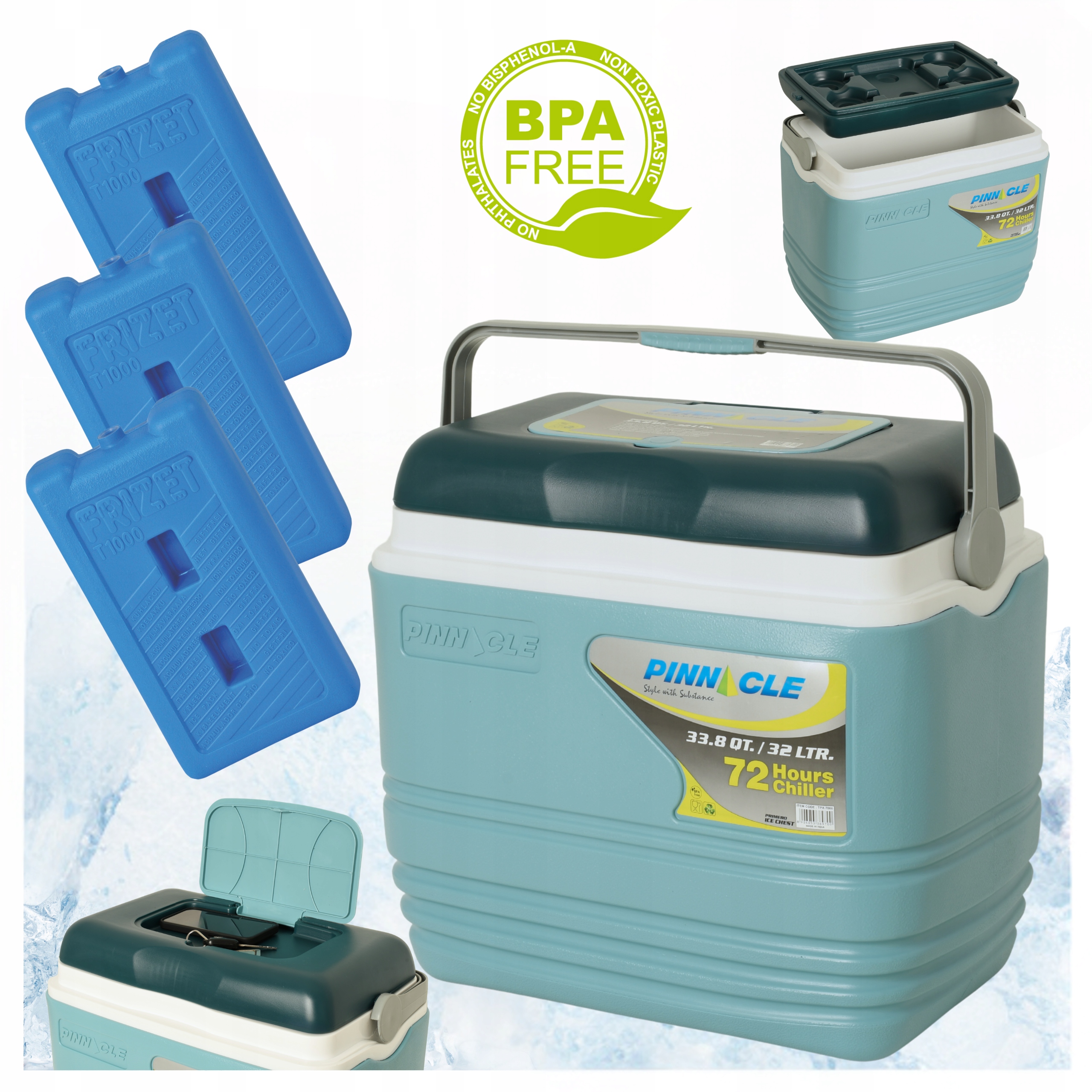 Turistická lednička na náplně Pinnacle TPX7000 32L Blekitna 3 náplně 1L