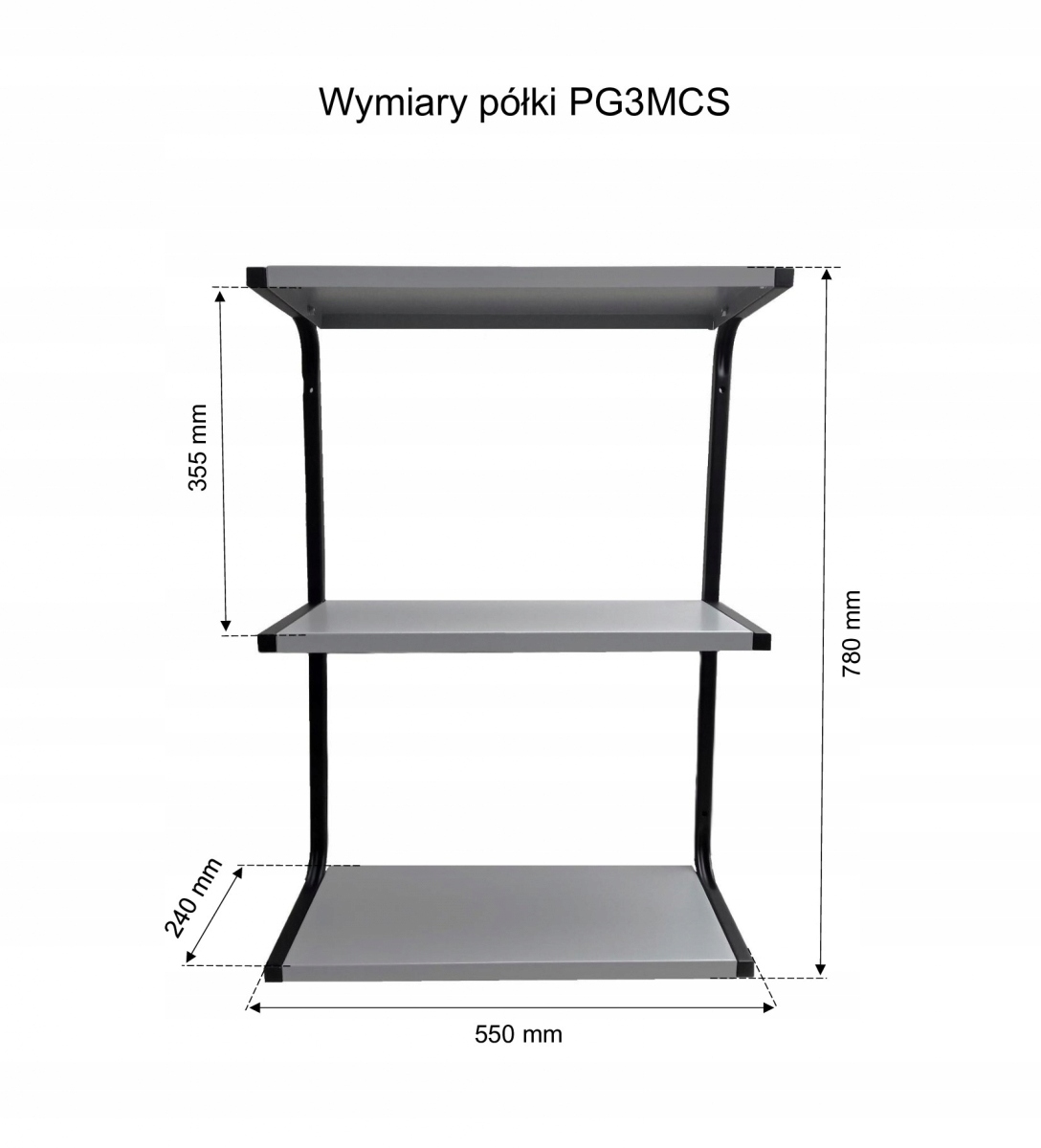 Półka ścienna metalowa garażowa PG3MCS Marka Obramet