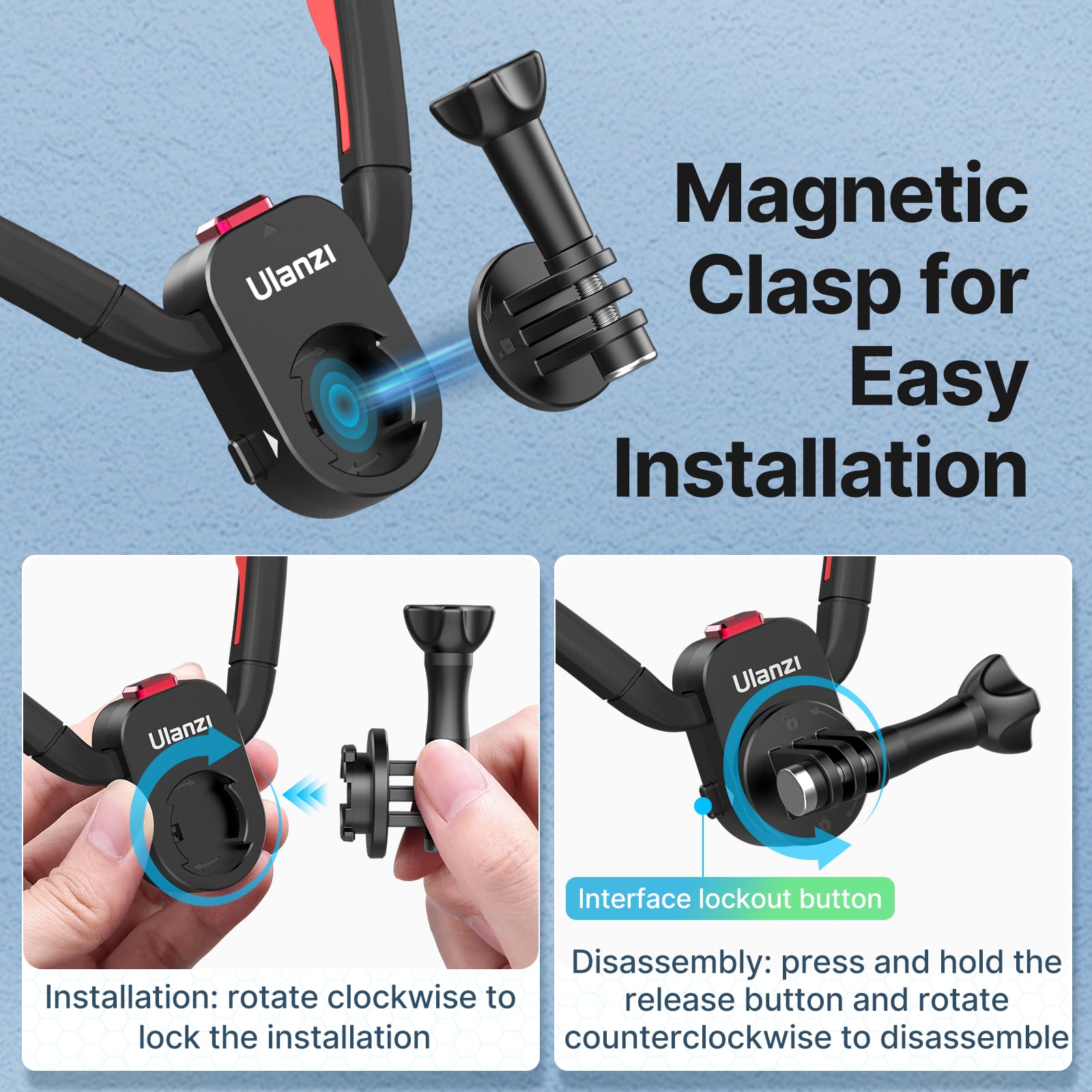 ULANZI Magnetyczny Uchwyt Na Szyję Do Kamer Akcji Insta360 Osmo Action — miniatura 6