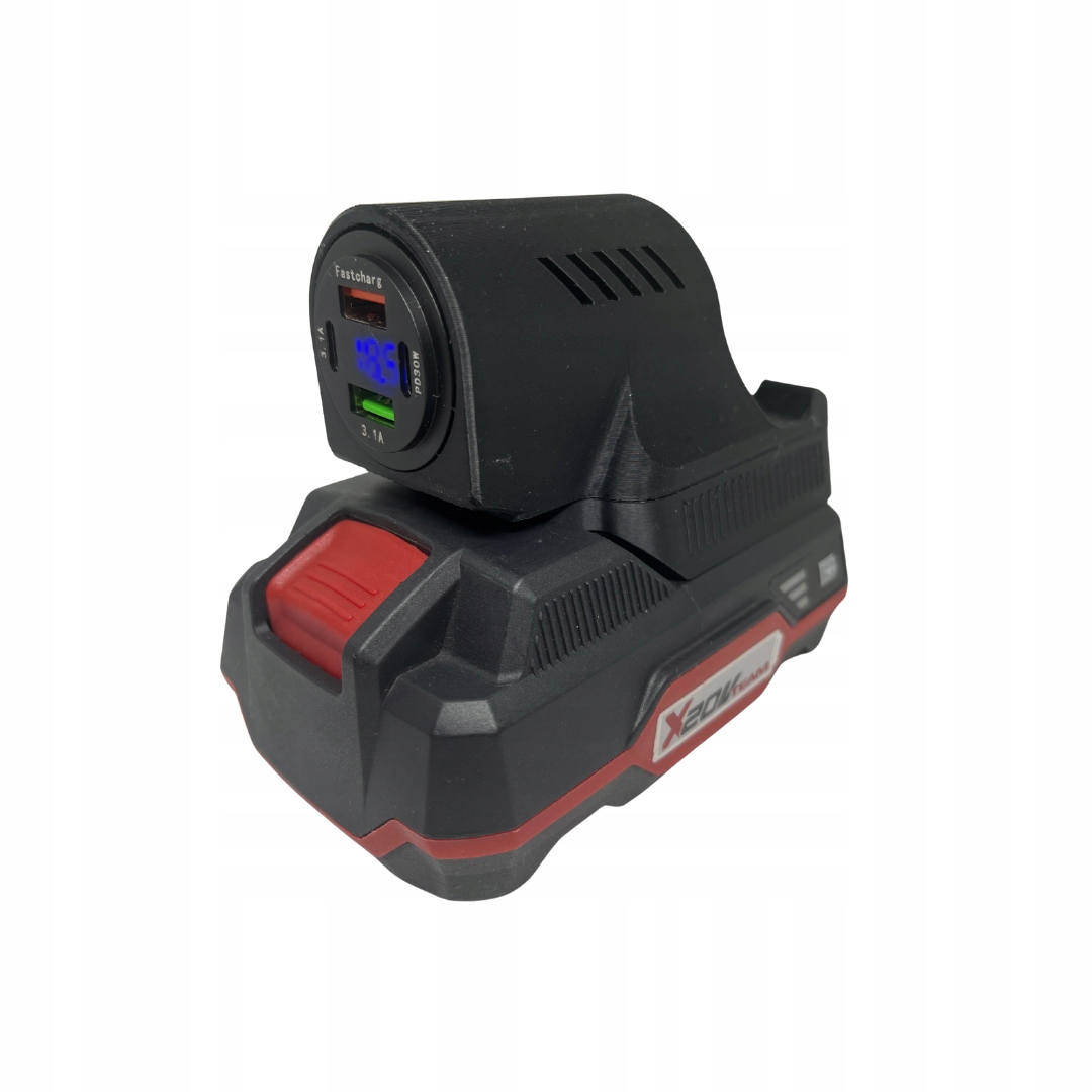 Ładowarka Usb z ekranem Led, 2x Usb-a +2x Usb-c 5V, zasilanie Parkside X20V