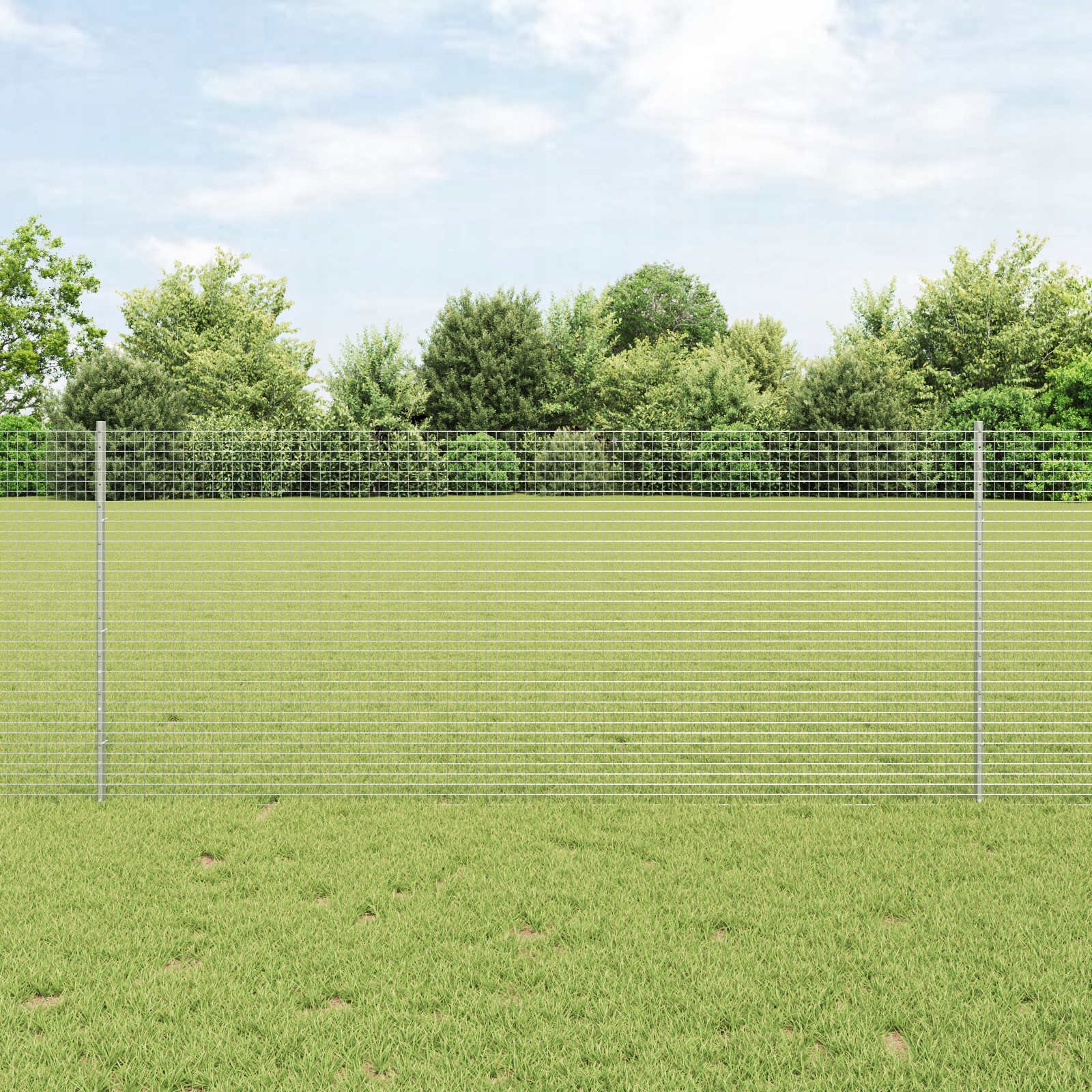 Svařovaný drátěný plot s 44 U sloupky, stříbrný, 1 x 50 m, ocel Silver 3336