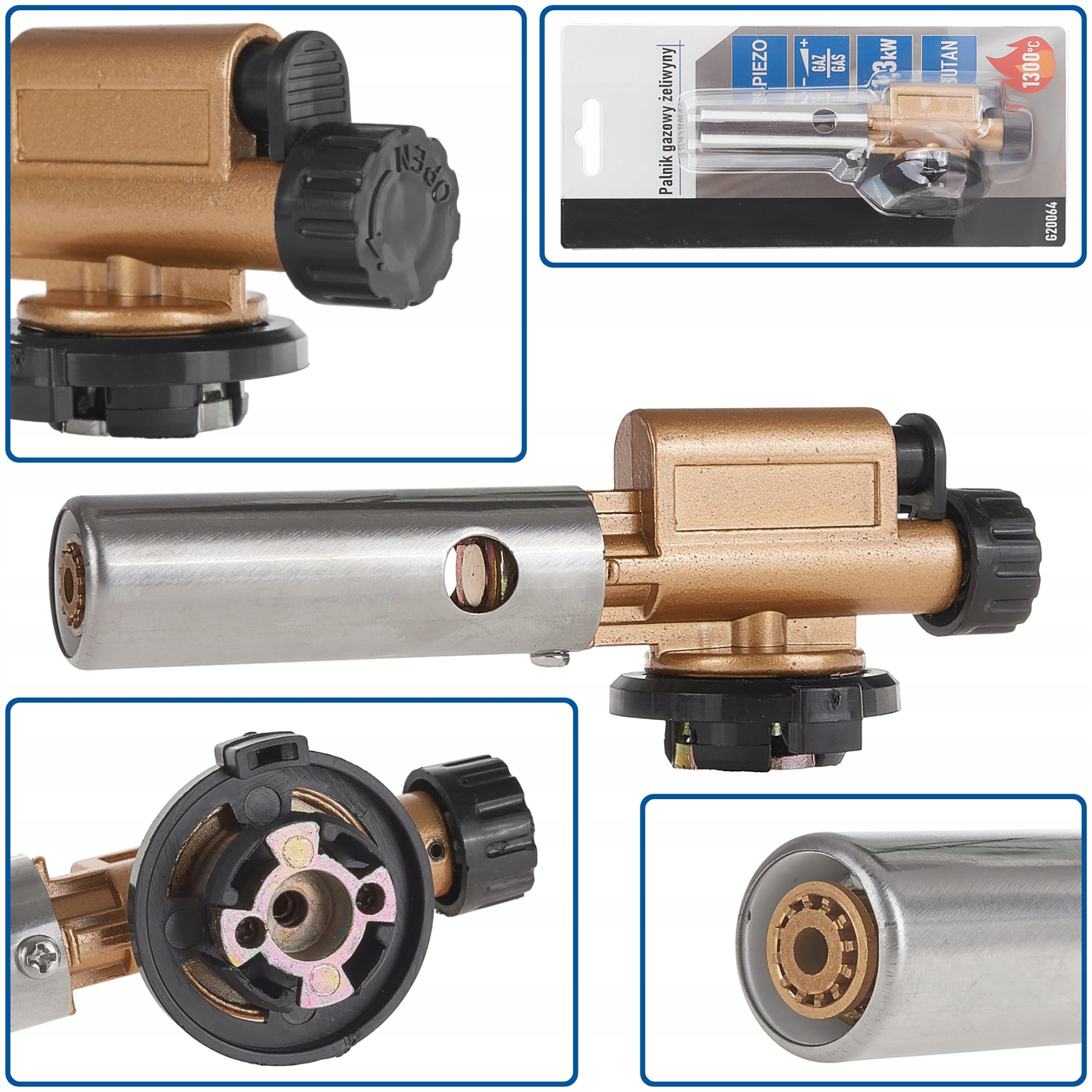 PALNIK GAZOWY NA KARTUSZ OPALARKA ZAPŁON PIEZO ŻELIWNY 1300 ST LUTLAMPA