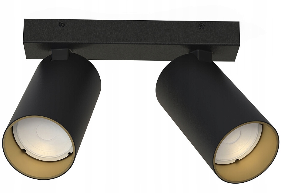 Dvojitý stropný reflektor Mono, čierne tienidlo s reguláciou svetla, 2 x GU10