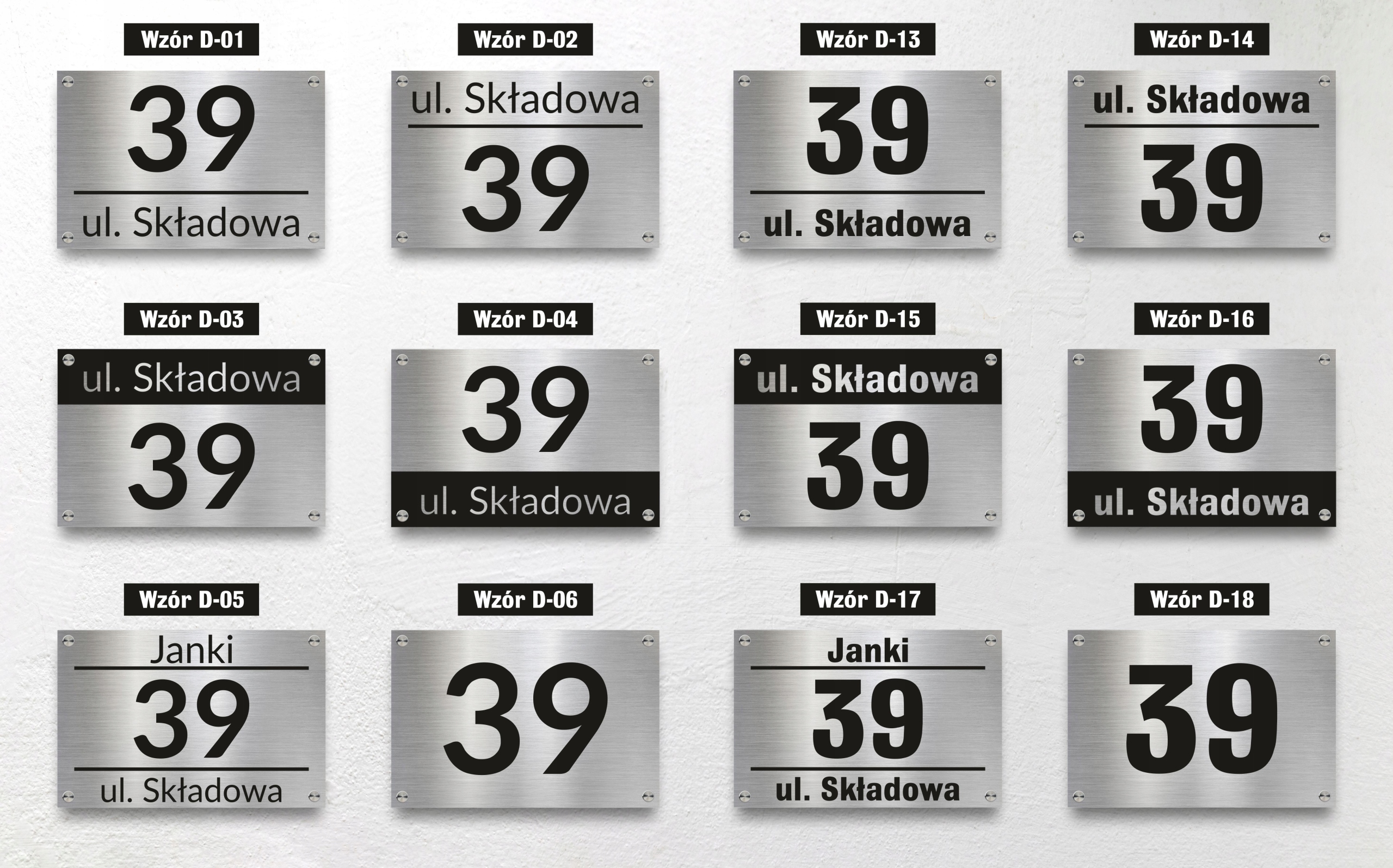 Tabliczka ADRESOWA ALUMINIOWA Numer domu DYSTANSE Grubość 3 mm