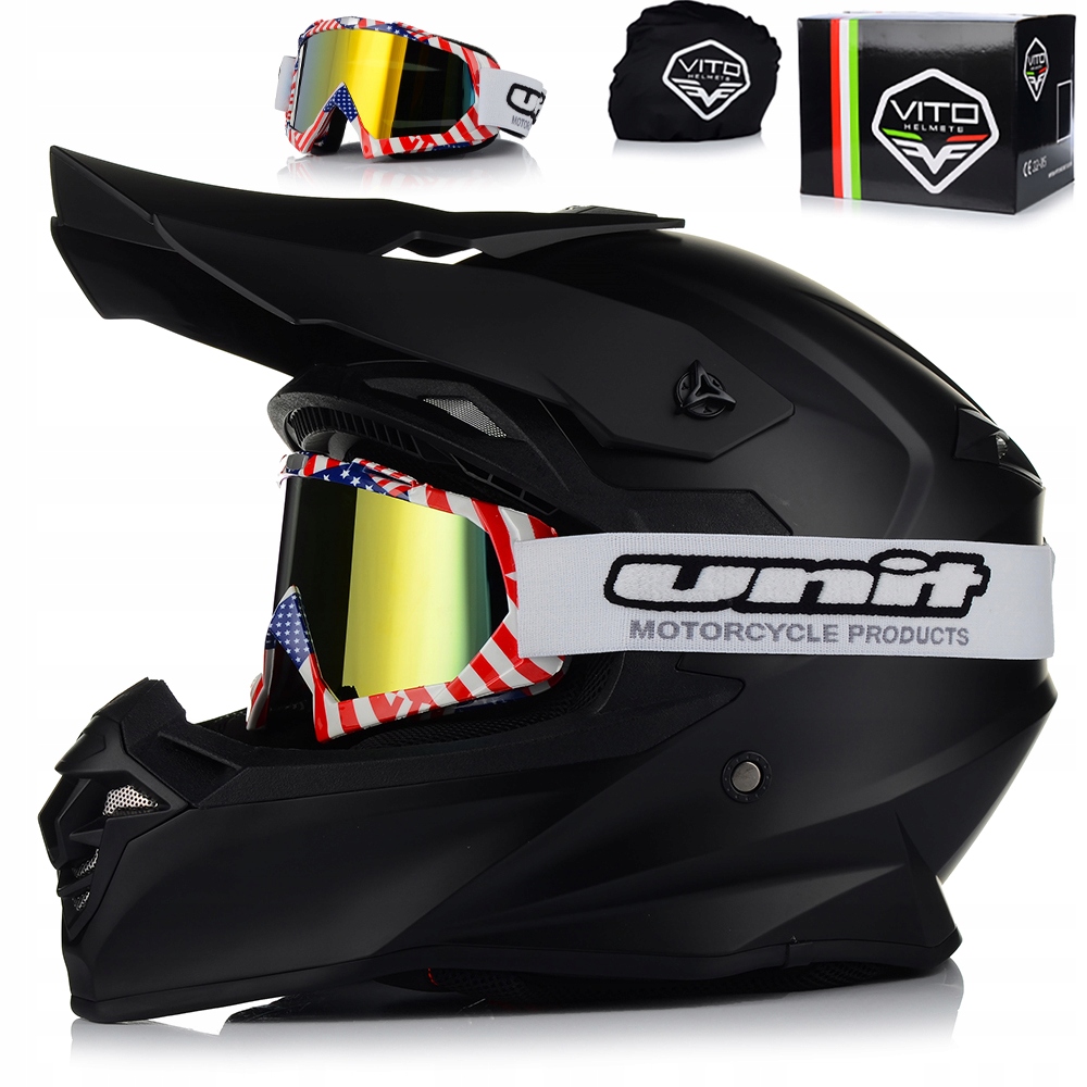 Motocyklová Prilba Vito Tivoli Matt Okuliare Off-road Enduro Cross Quad