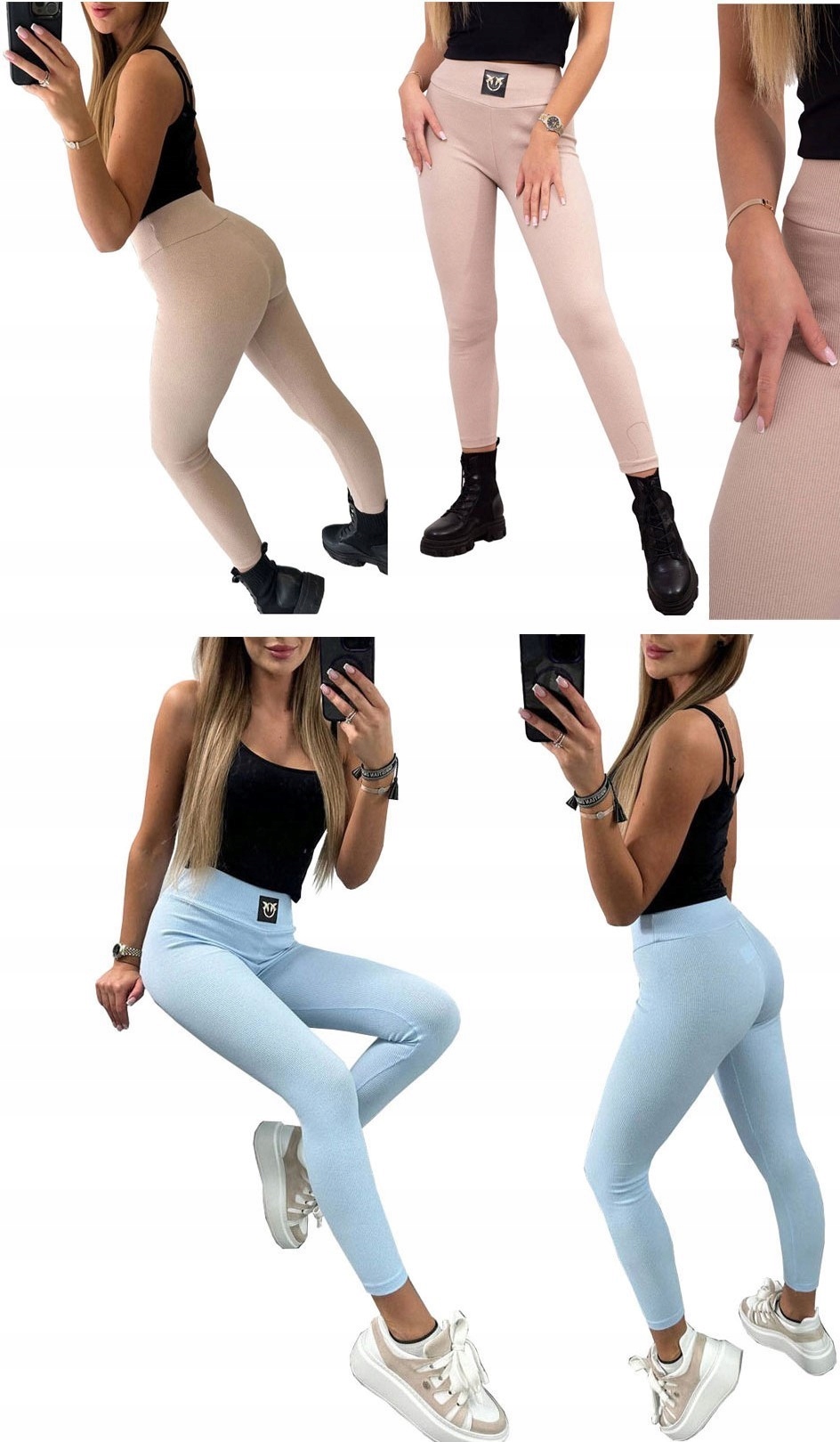 LEGGINSY ZŁOTE JASKÓŁKI PRĄŻKOWANE GETRY PTASZKI FITNESS PIMKO PRĄŻEK S