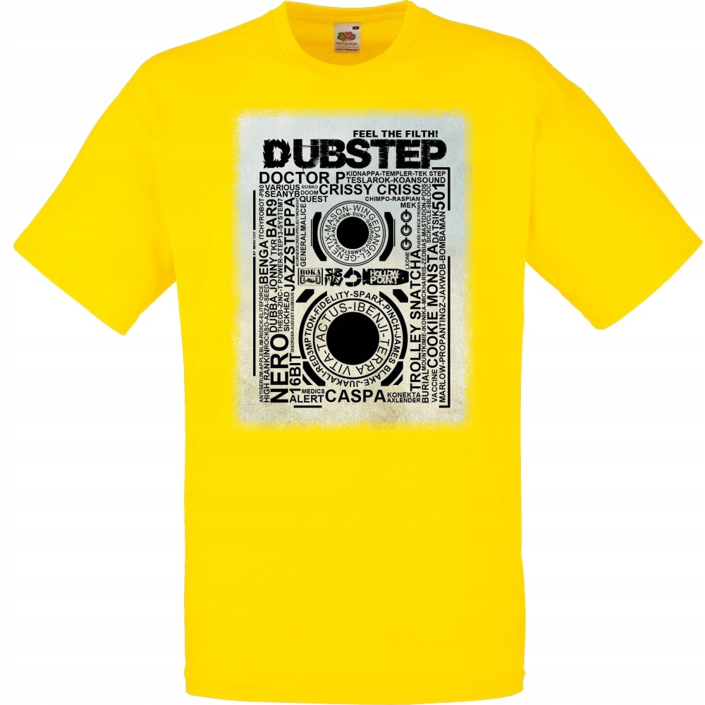 

Koszulka z nadrukiem dubstep muzyka dub S żółta ja