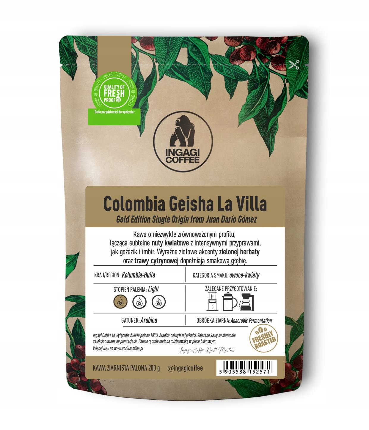 Levně Káva zrnková Geisha Colombia La Villa 200 g speciality