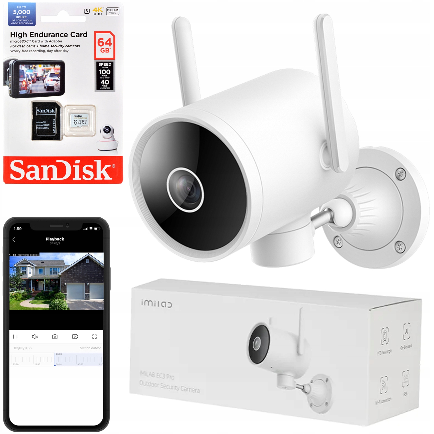 KAMERA zewnętrzna IMILAB monitoring EC3 Pro + 64GB