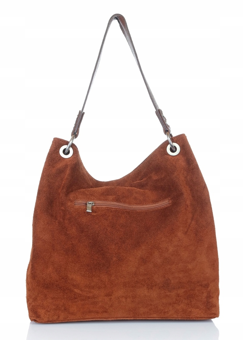 VERA PELLE Włoska Zamszowa TOREBKA worek SKÓRA ZJ2 Cechy dodatkowe kieszonka na telefon