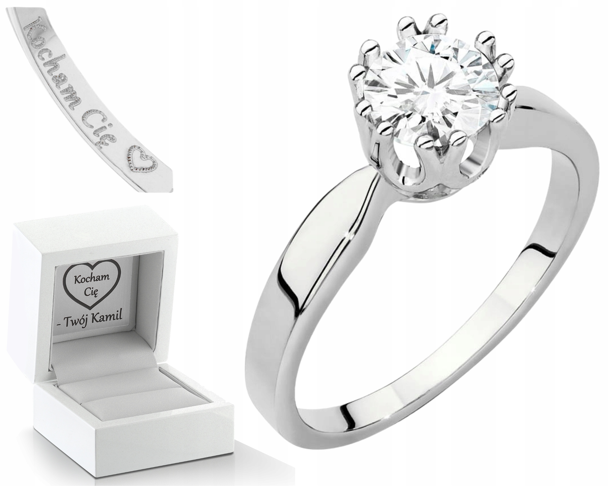 Prstýnek Z Bílého Zlata S Laboratorním Briliantem 585 Všech Velikostí