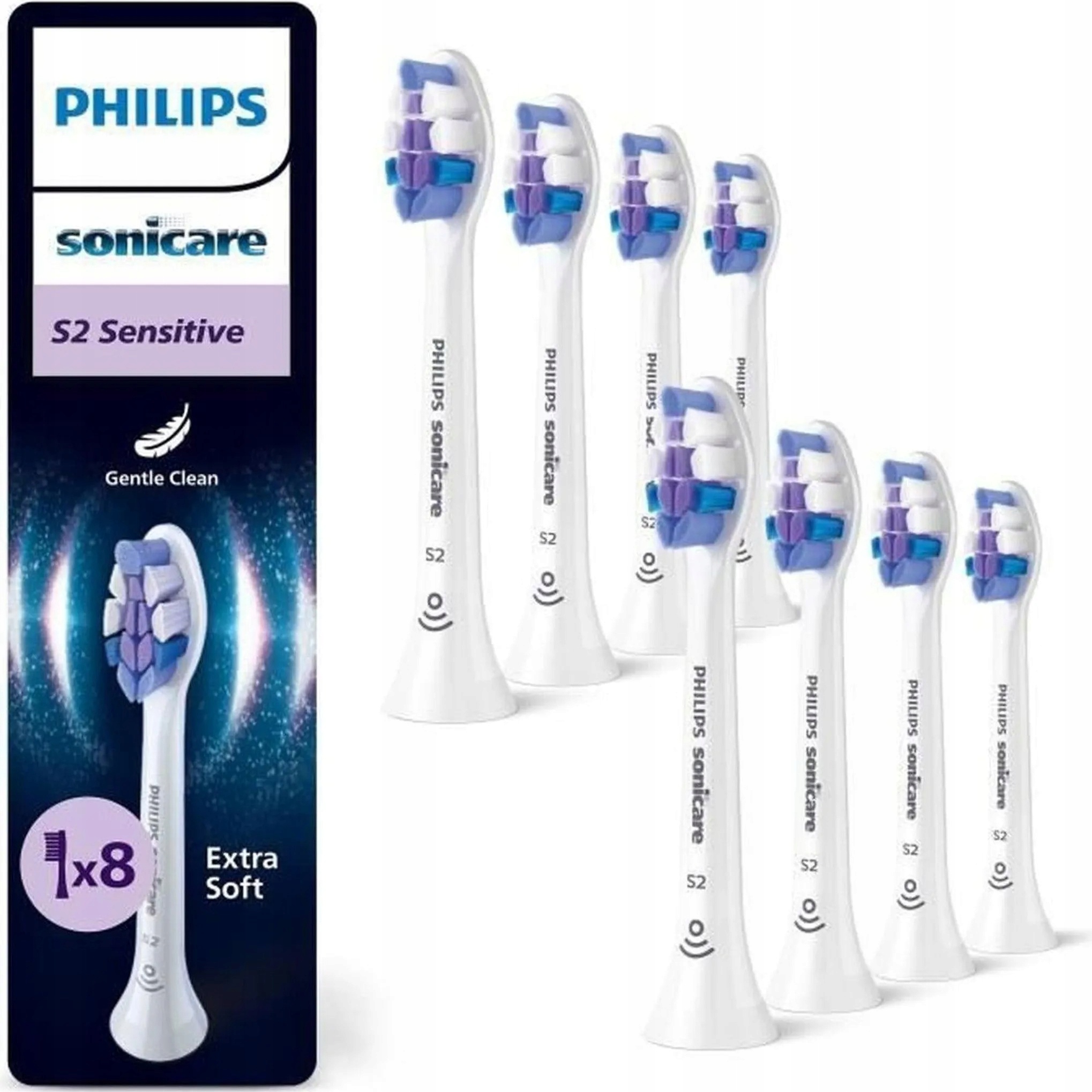 Końcówki do Szczoteczki Philips Sonicare S2 Sensitive 8-pak Białe