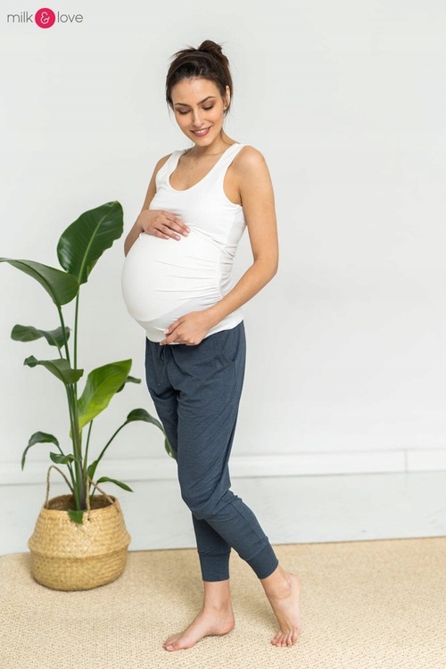 Milk&Love těhotenské kalhoty joggers, barva grafitová, módní