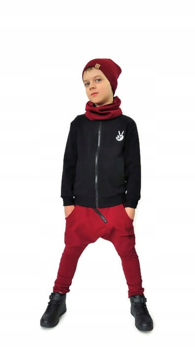 

Bordowe spodnie baggy z zamkiem Caramba Mamma 116