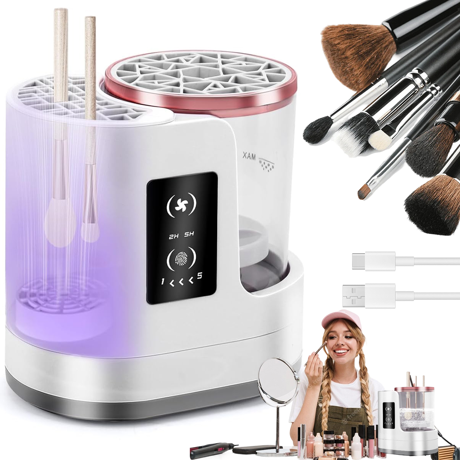 Mycí Zařízení Pro Mytí Kosmetických Štětců, Elektrické, Pro Líčení