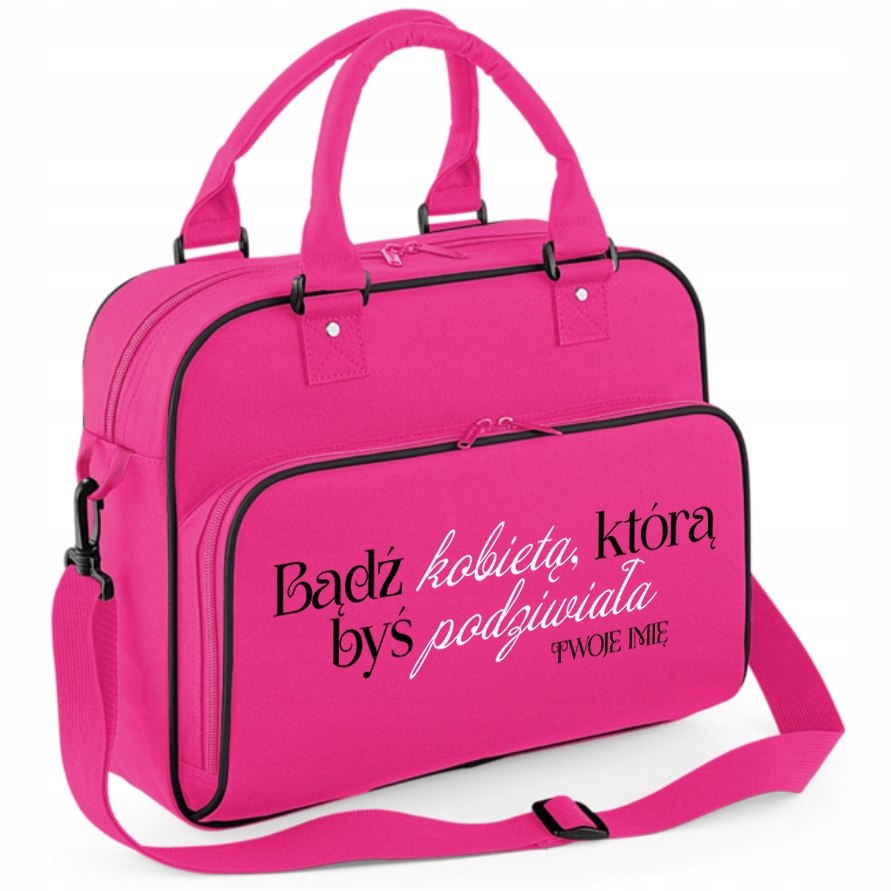 Torba Sportowa Różowa Pojemna Na Pilates Fitness Yoga Bądź Kobietą Imię Wz