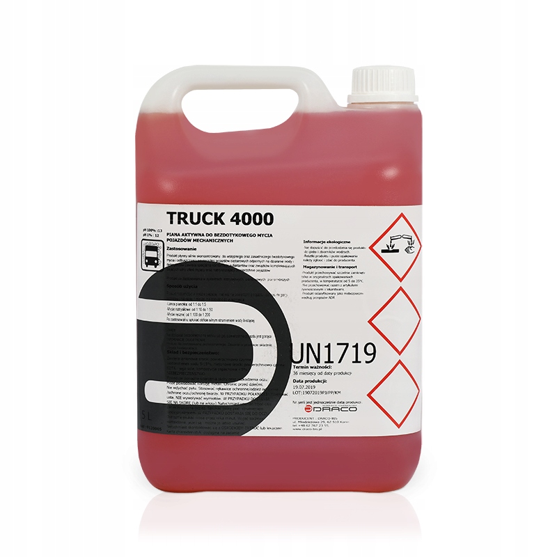 mocna Piana aktywna do mycia ciężarówek samochodu , Draco Truck 4000 5L