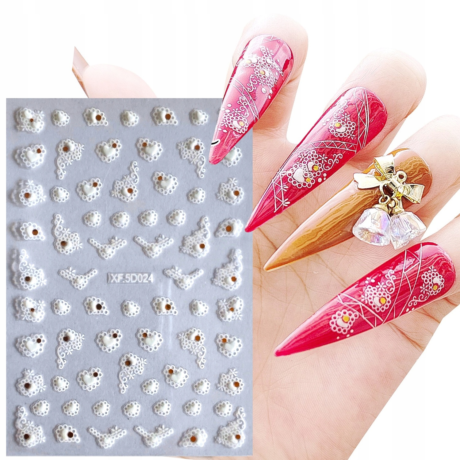 

Naklejki 5D do zdobienia Paznokci Wzorki Koronka