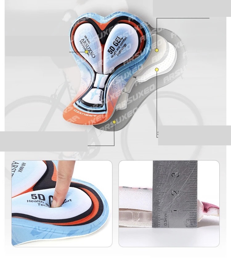 SPÓDNICZKA SPORTOWA DAMSKA SPODENKI ROWEROWE Z WKŁADKĄ ŻELOWĄ ARSUXEO 5D Kolor czarny