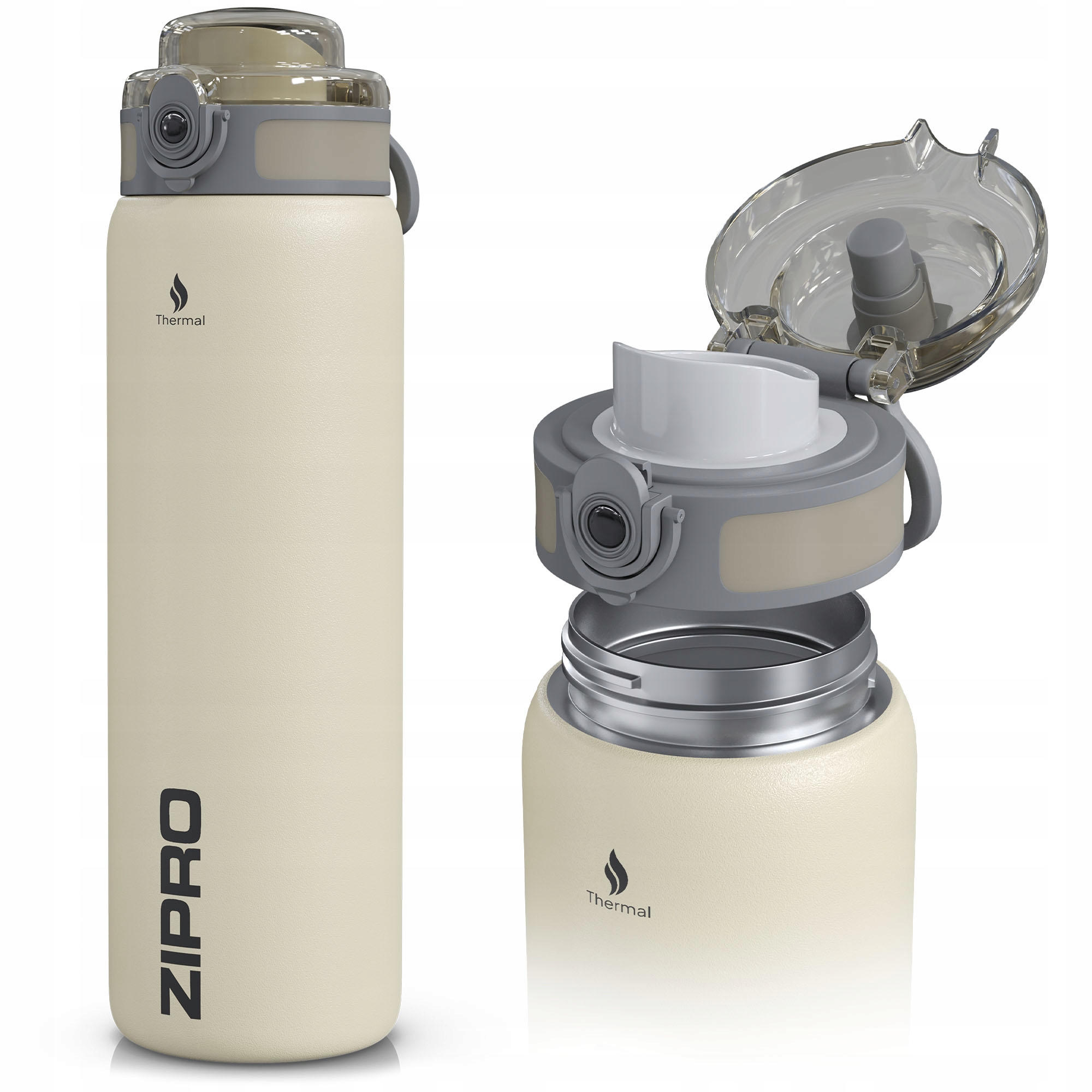 Kubek Termiczny Termos 1000 ml na Kawę Herbatę Szczelny Beżowy Zipro