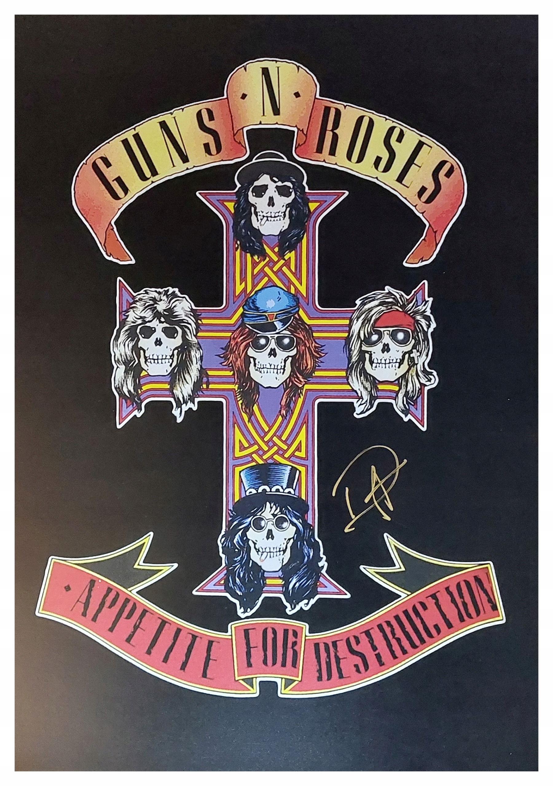 GUNS'N'ROSES Appetite For Destruction plakat A3 z AUTOGRAFEM